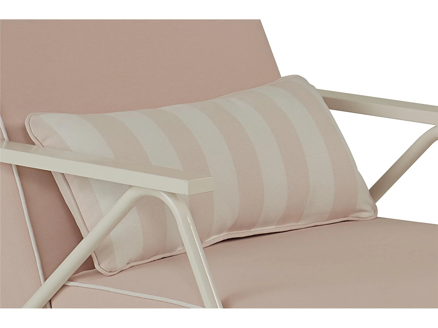 Outdoor-Chaiselongue in blassrosa mit Gestell aus Stahl, weiß