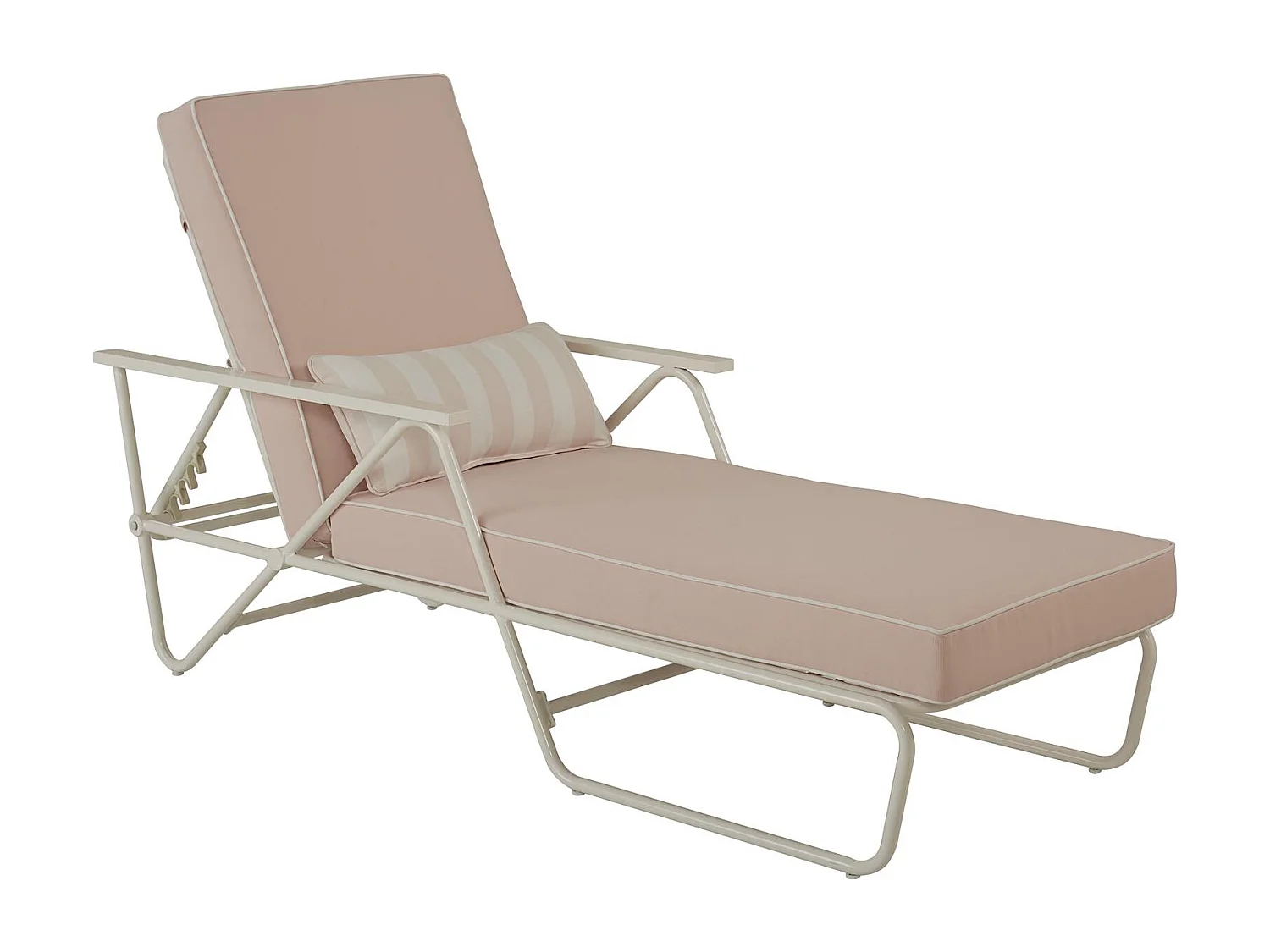 Outdoor-Chaiselongue in blassrosa mit Gestell aus Stahl, weiß