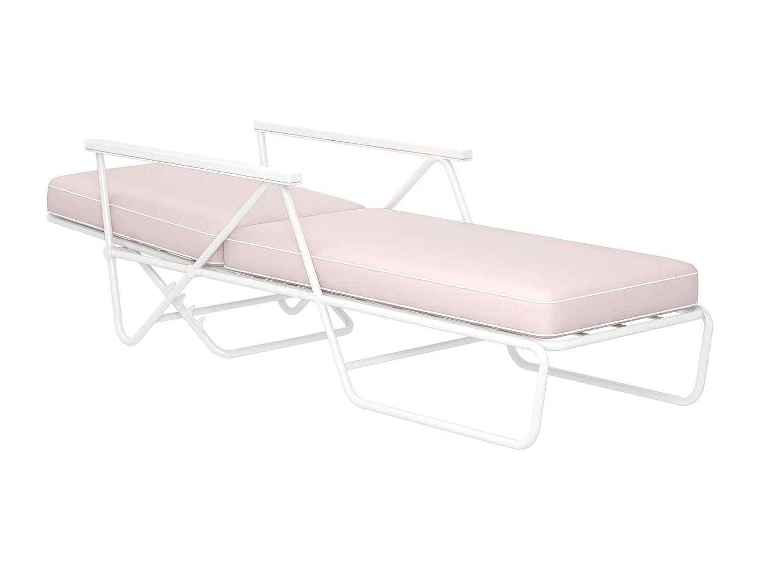 Outdoor-Chaiselongue in blassrosa mit Gestell aus Stahl, weiß