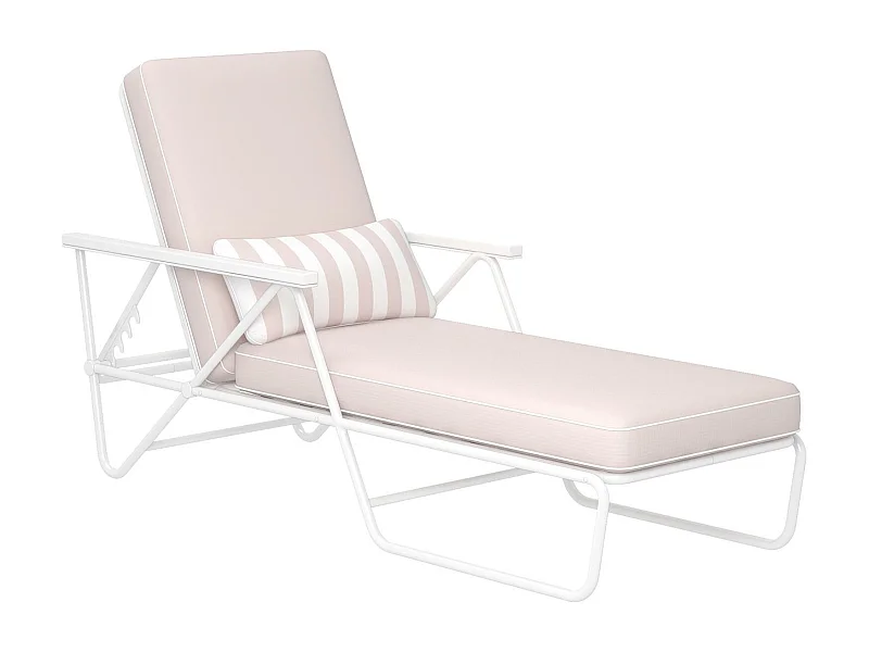 Outdoor-Chaiselongue in blassrosa mit Gestell aus Stahl, weiß