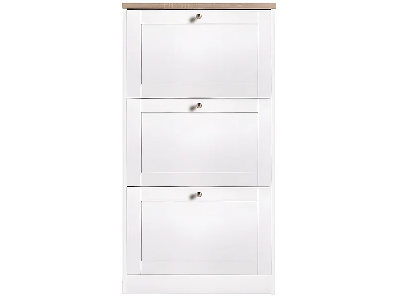 Scarpiera con 3 ante a ribalta in truciolare bianco