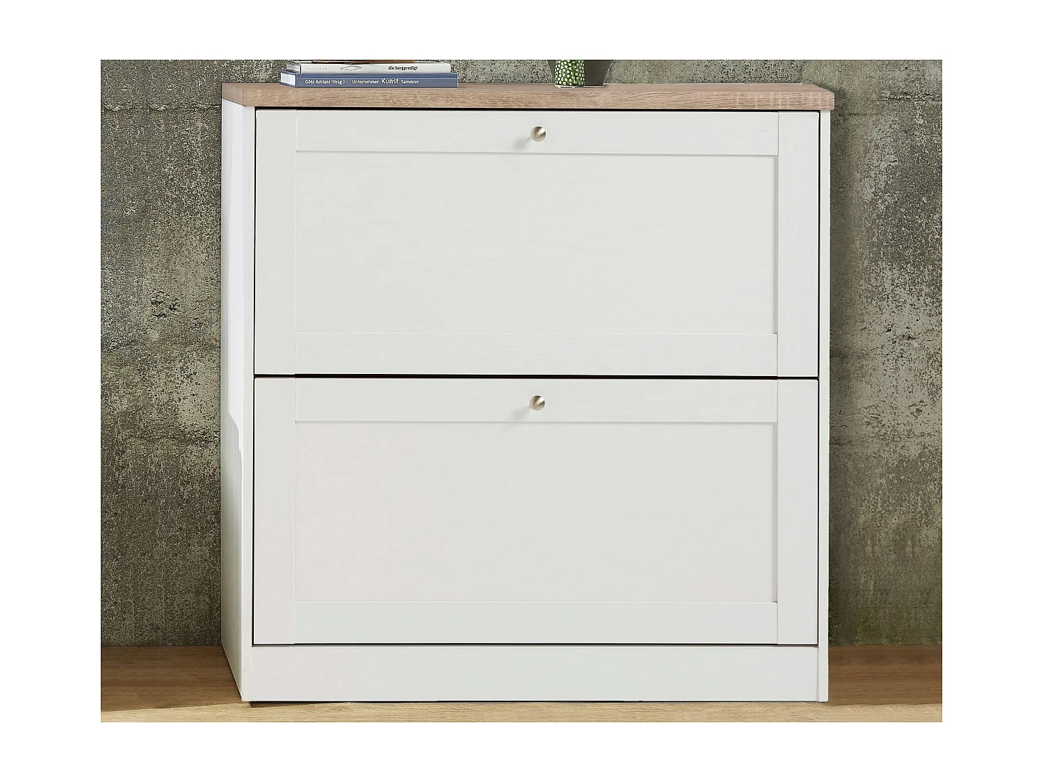 Heide | Sapateira com 2 portas basculantes em Wood Look White