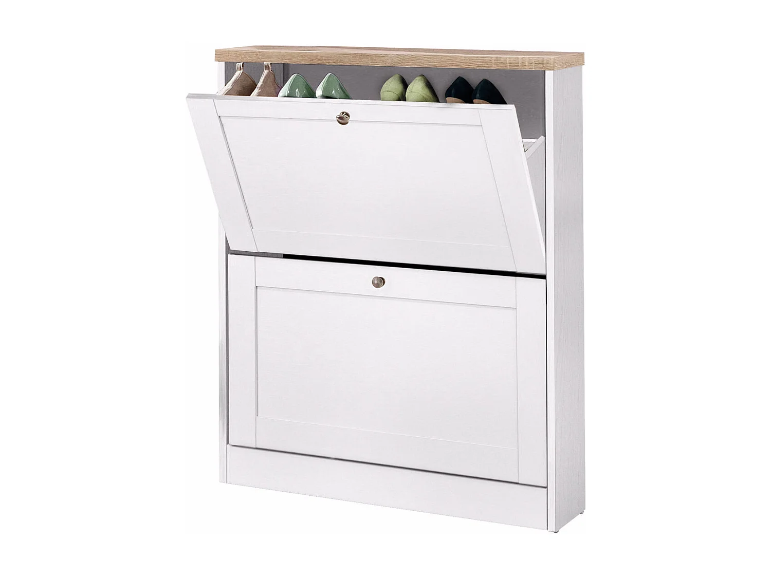 Heide | Sapateira com 2 portas basculantes em Wood Look White