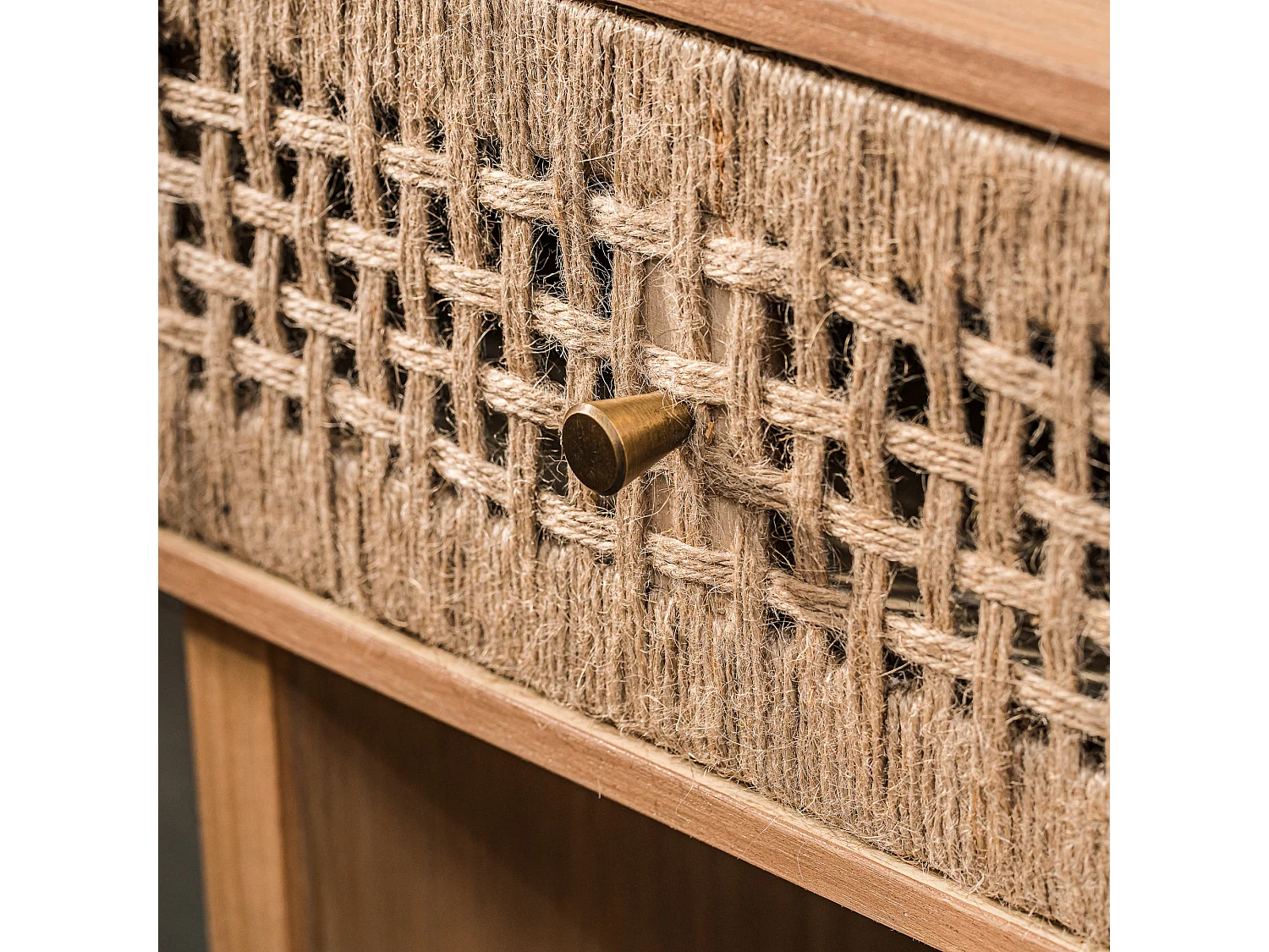 Table de chevet 1 tiroir en corde naturelle