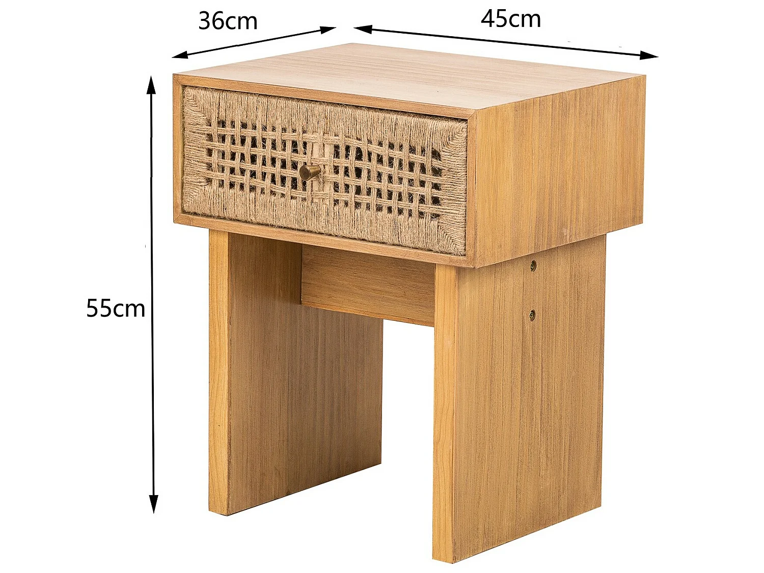 Table de chevet 1 tiroir en corde naturelle