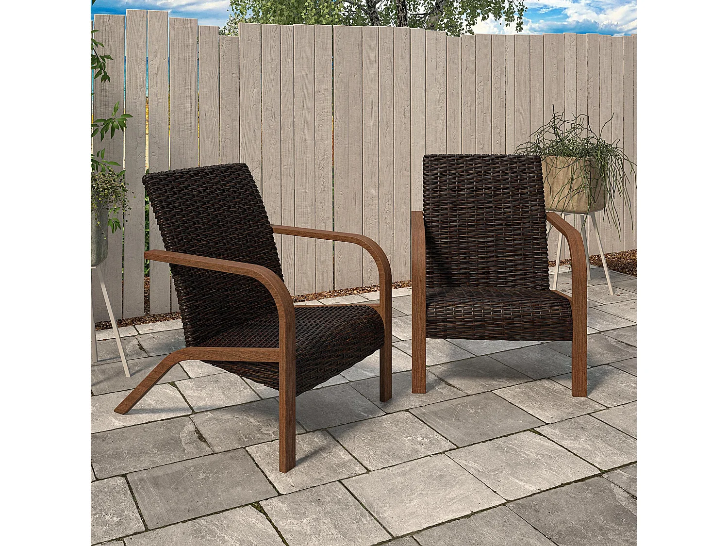 Loungestoelen Set van 2 in hars donkerbruin