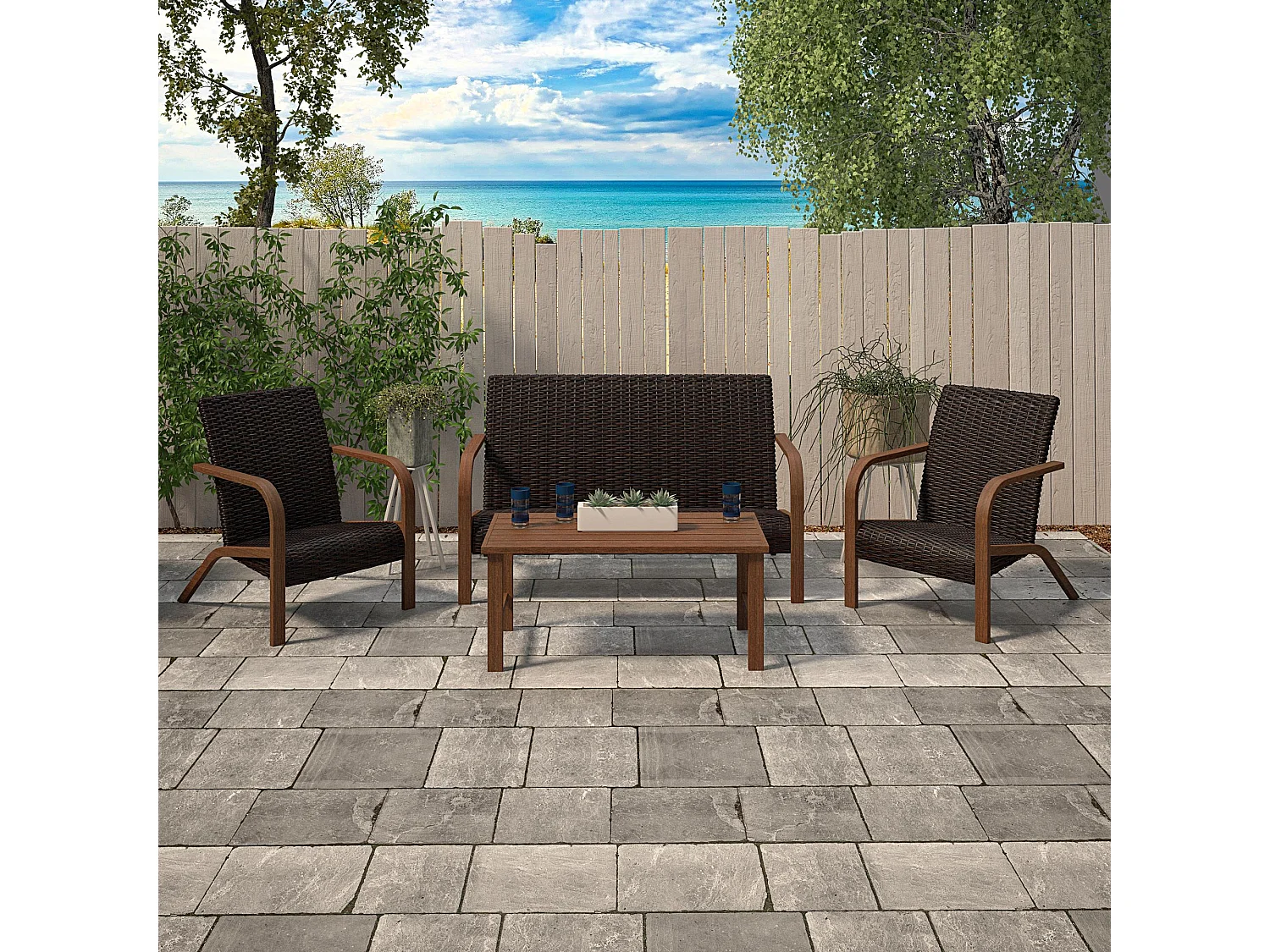 Loungestoelen Set van 2 in hars donkerbruin