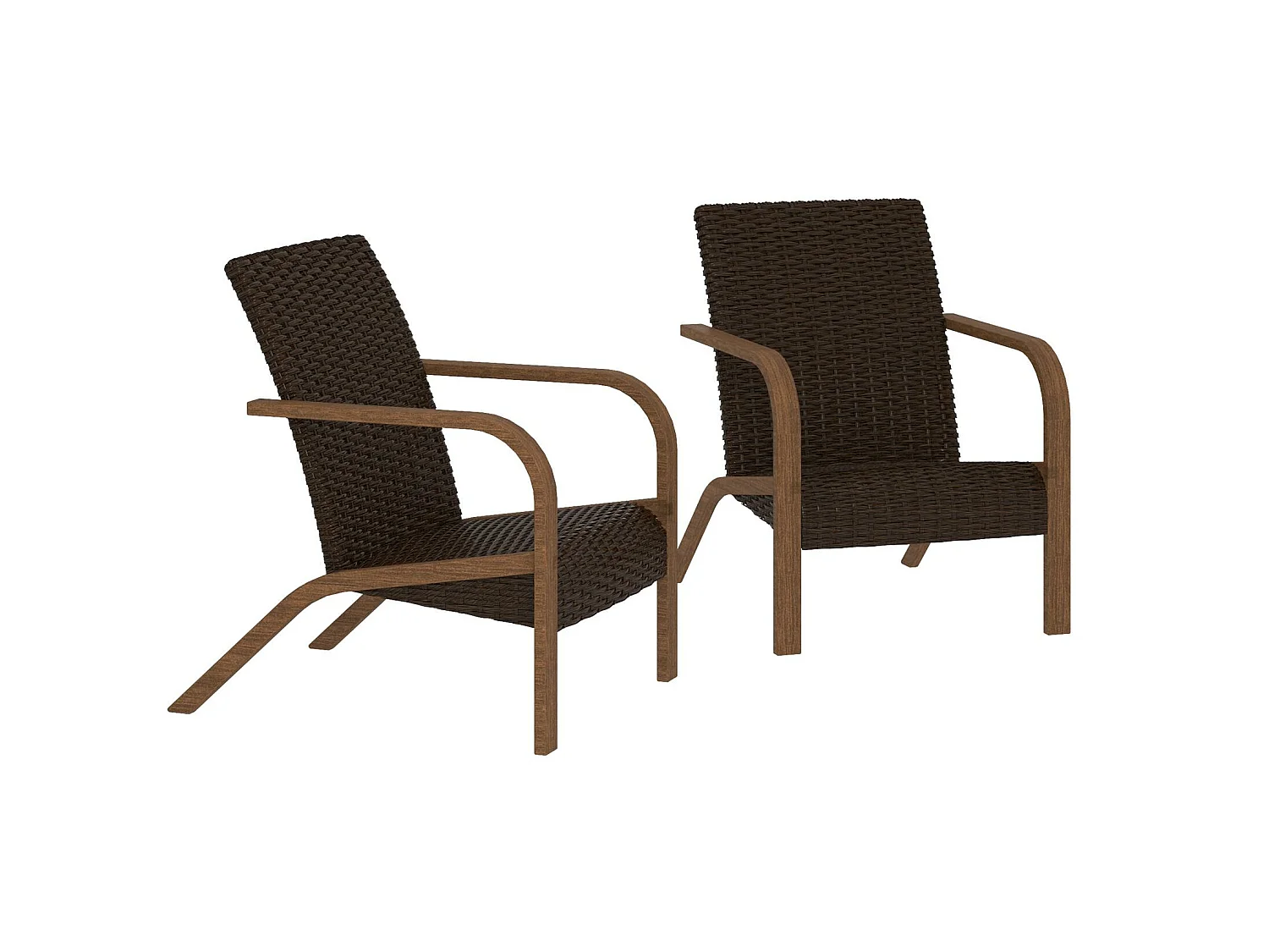Smartwick | Chaises longues Lot de 2 en résine Marron foncé