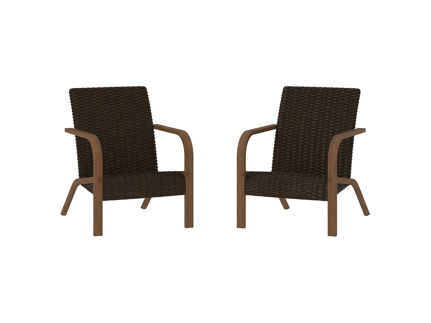 Smartwick | Chaises longues Lot de 2 en résine Marron foncé