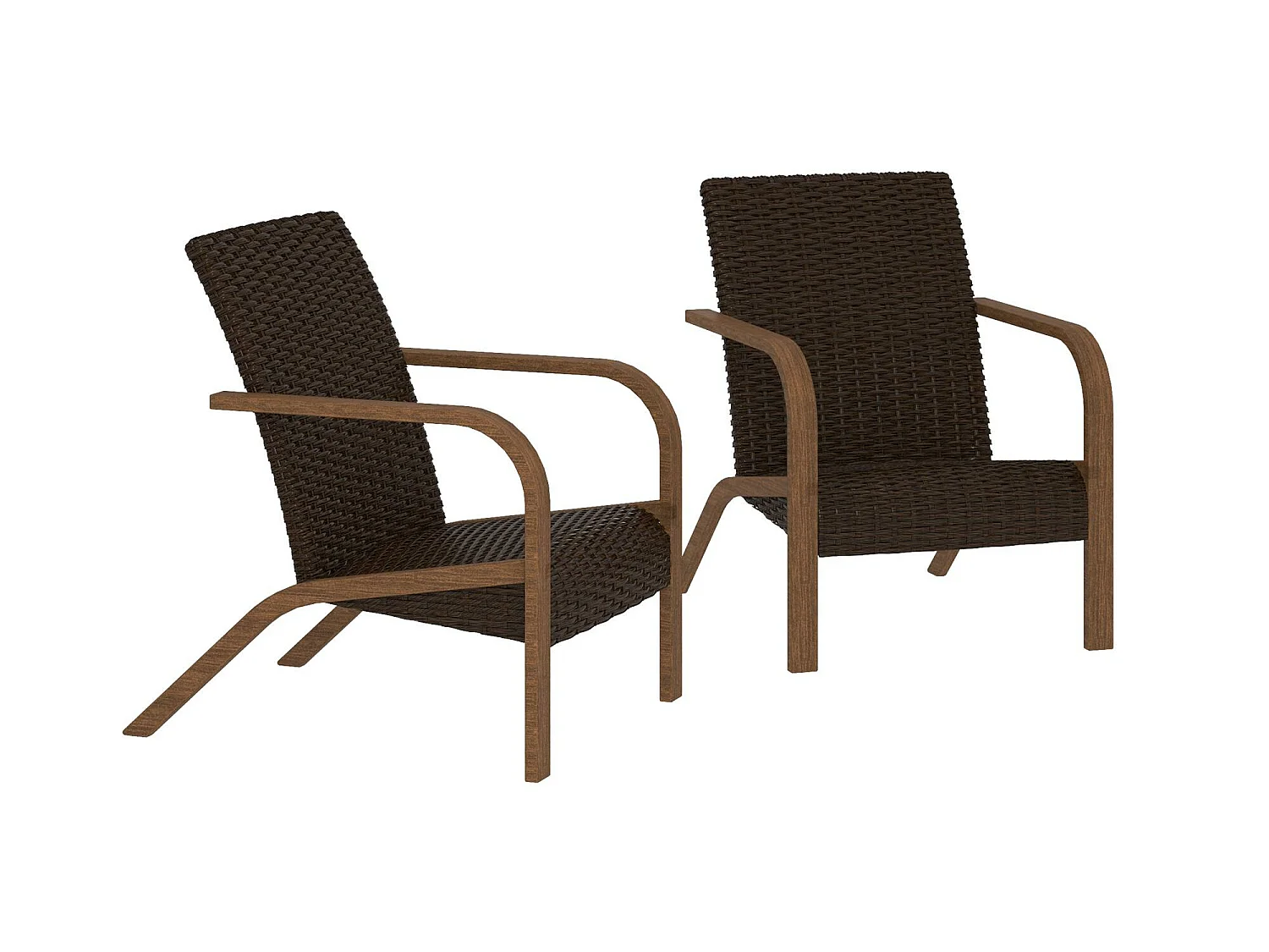 Smartwick | Chaises longues Lot de 2 en résine Marron foncé