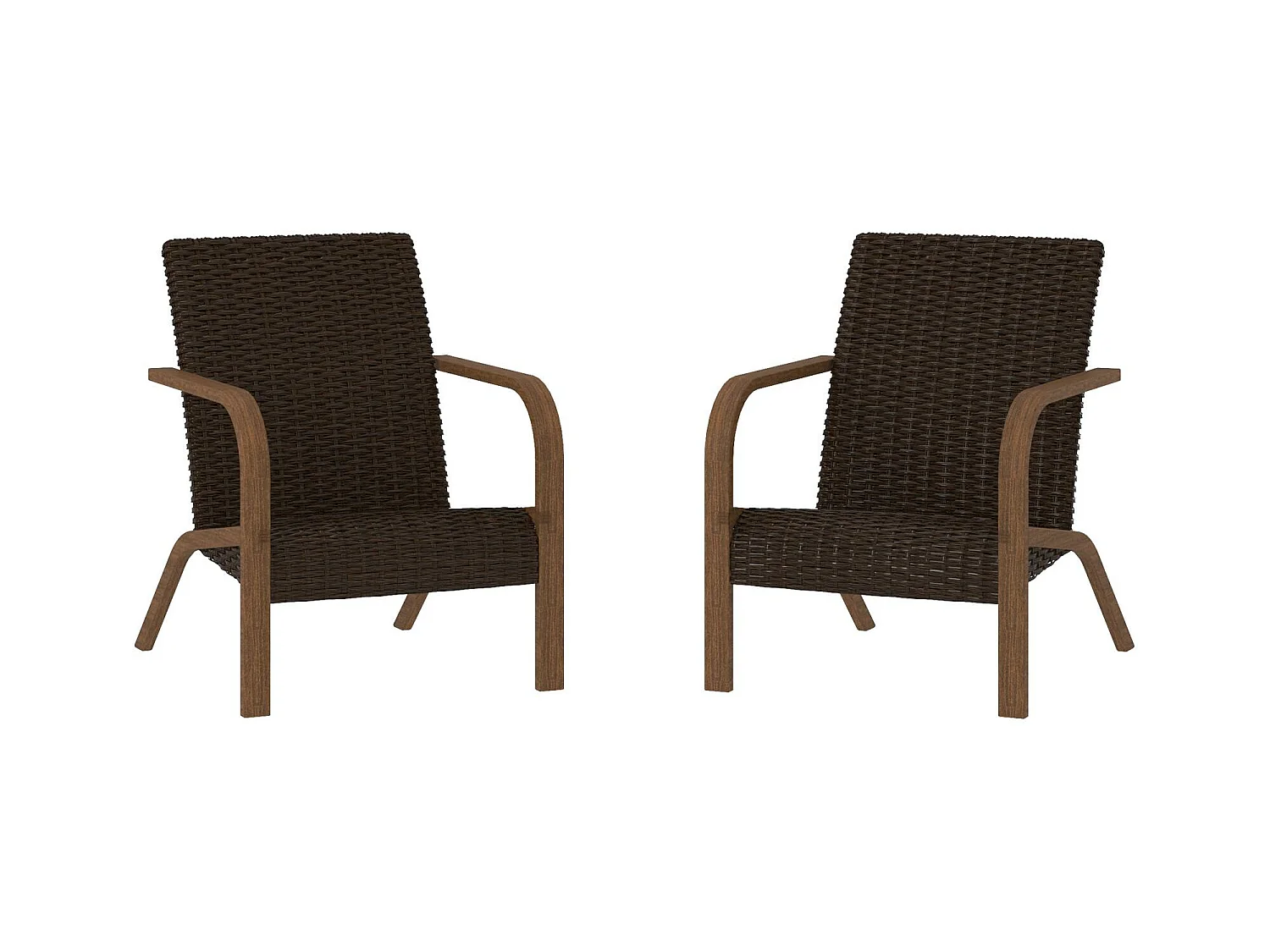 Smartwick | Chaises longues Lot de 2 en résine Marron foncé