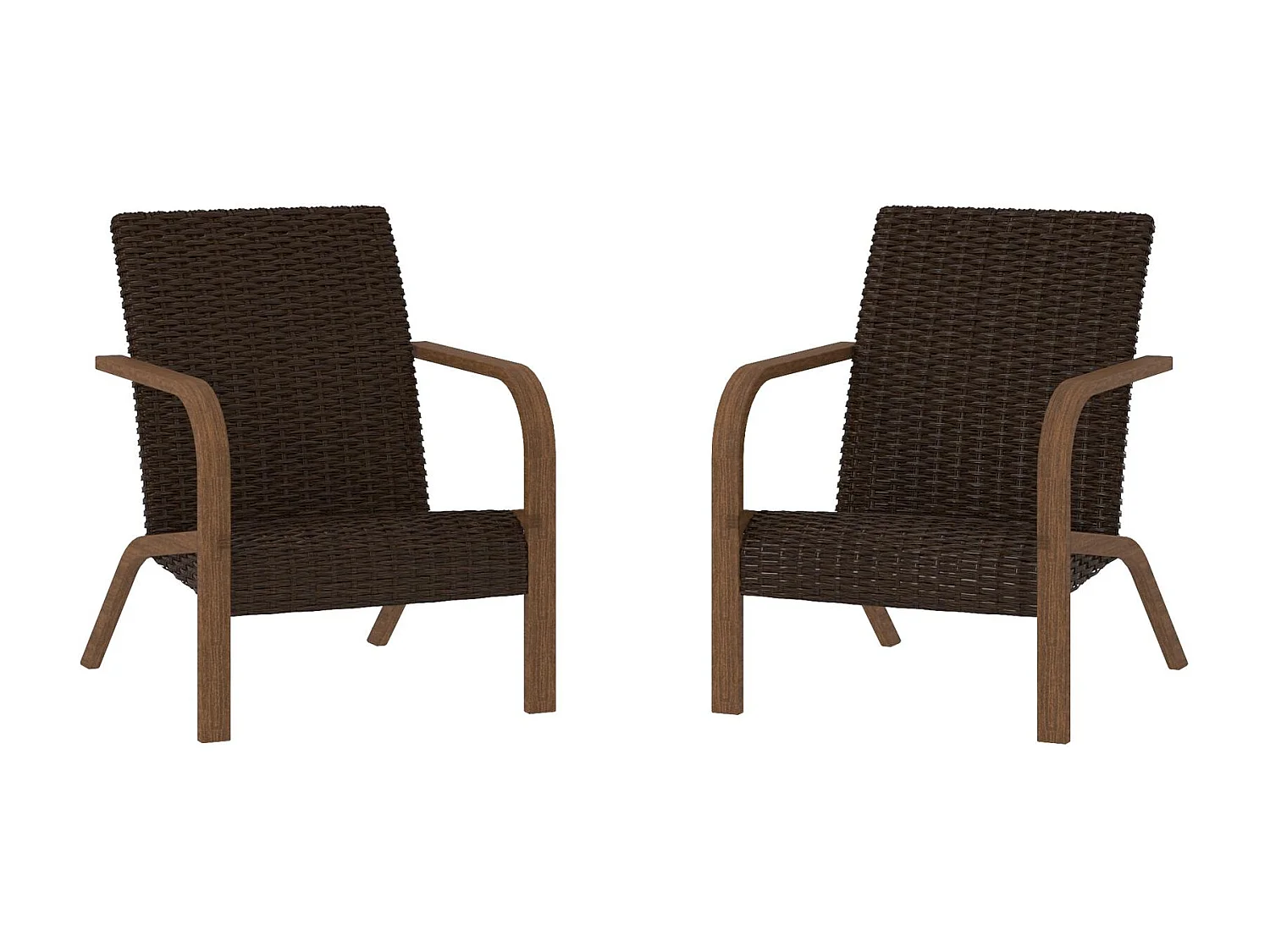 Smartwick | Chaises longues Lot de 2 en résine Marron foncé