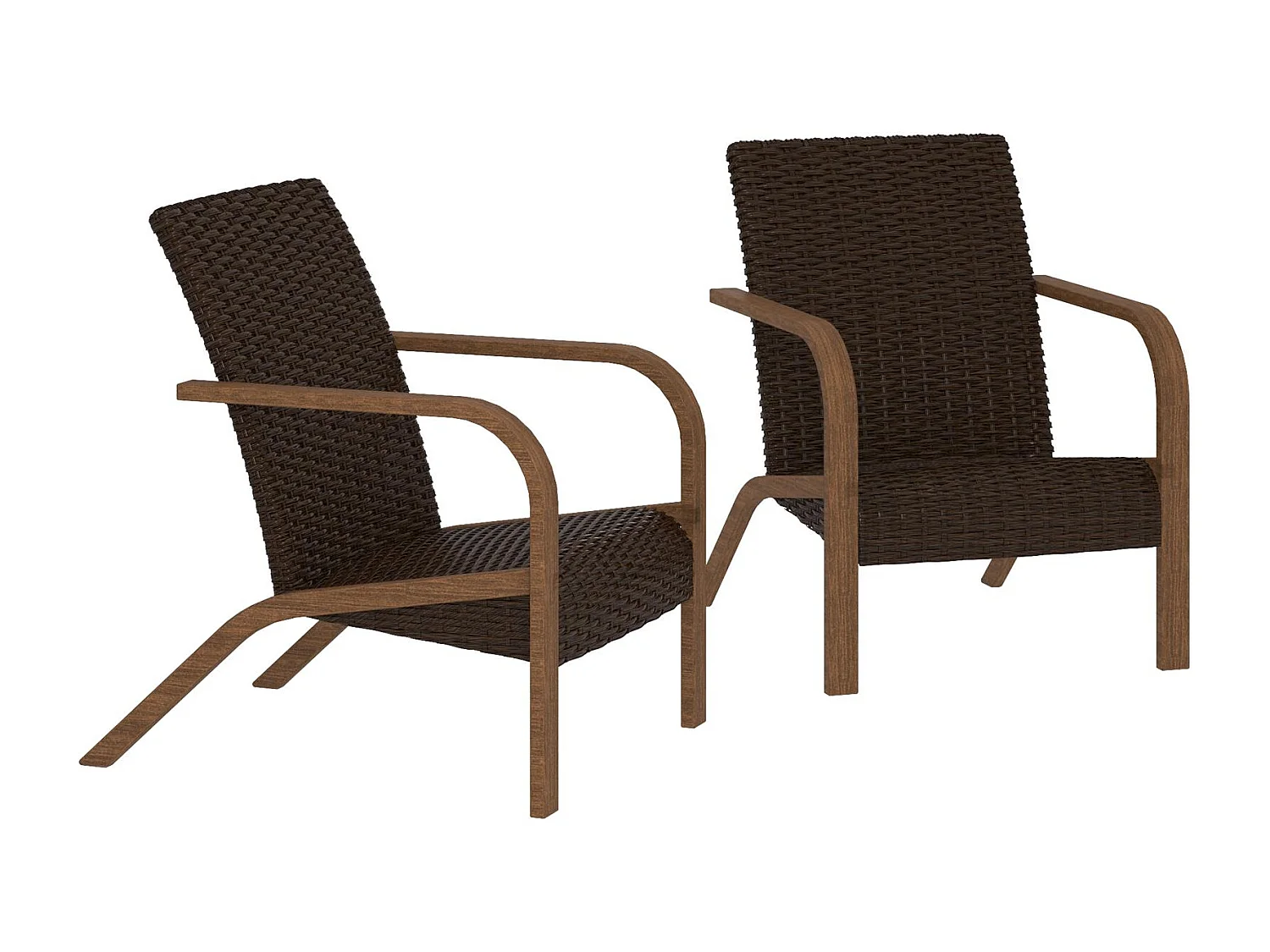 Smartwick | Chaises longues Lot de 2 en résine Marron foncé