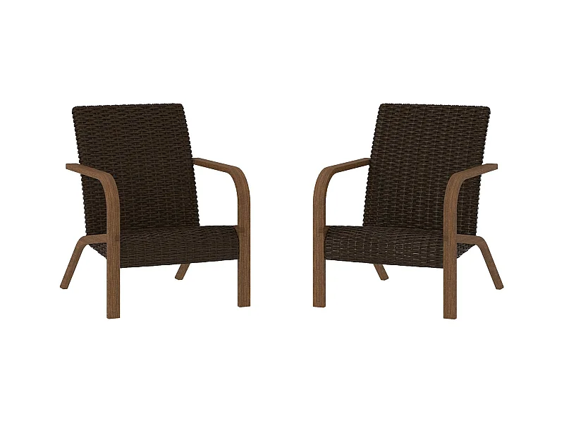 Smartwick | Chaises longues Lot de 2 en résine Marron foncé