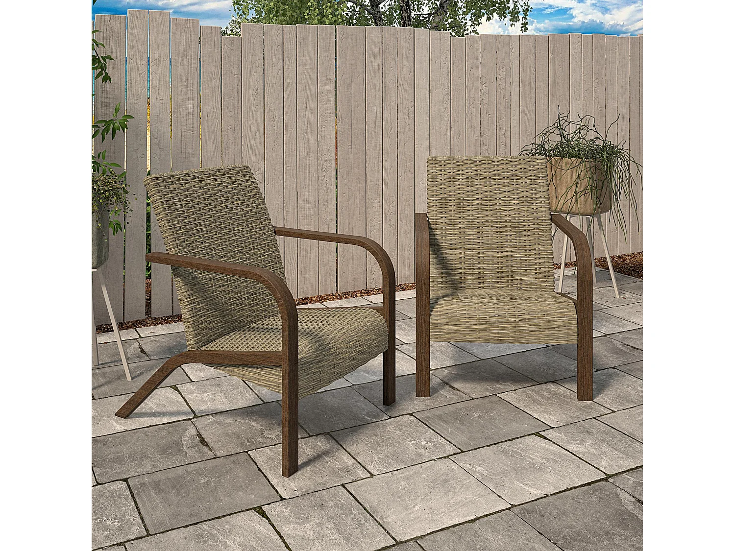 Set di 2 poltrone lounge in resina grigia