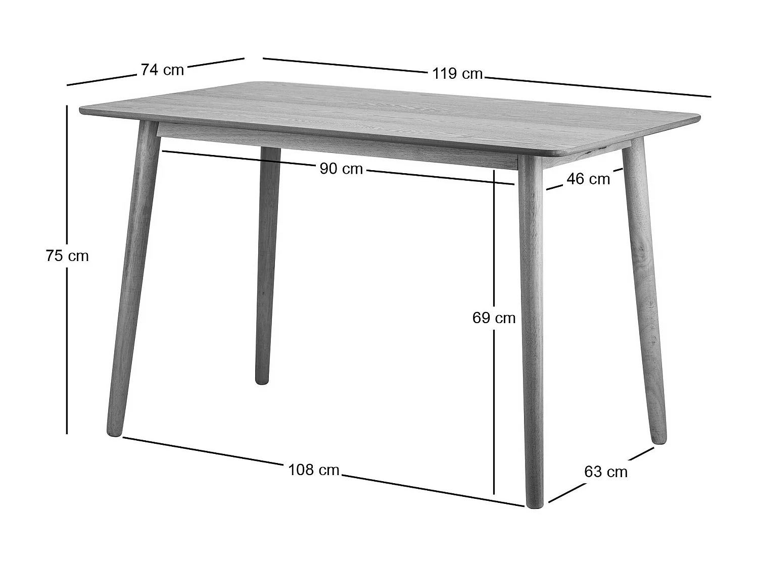 Table à manger 4 personnes en pin massif L120