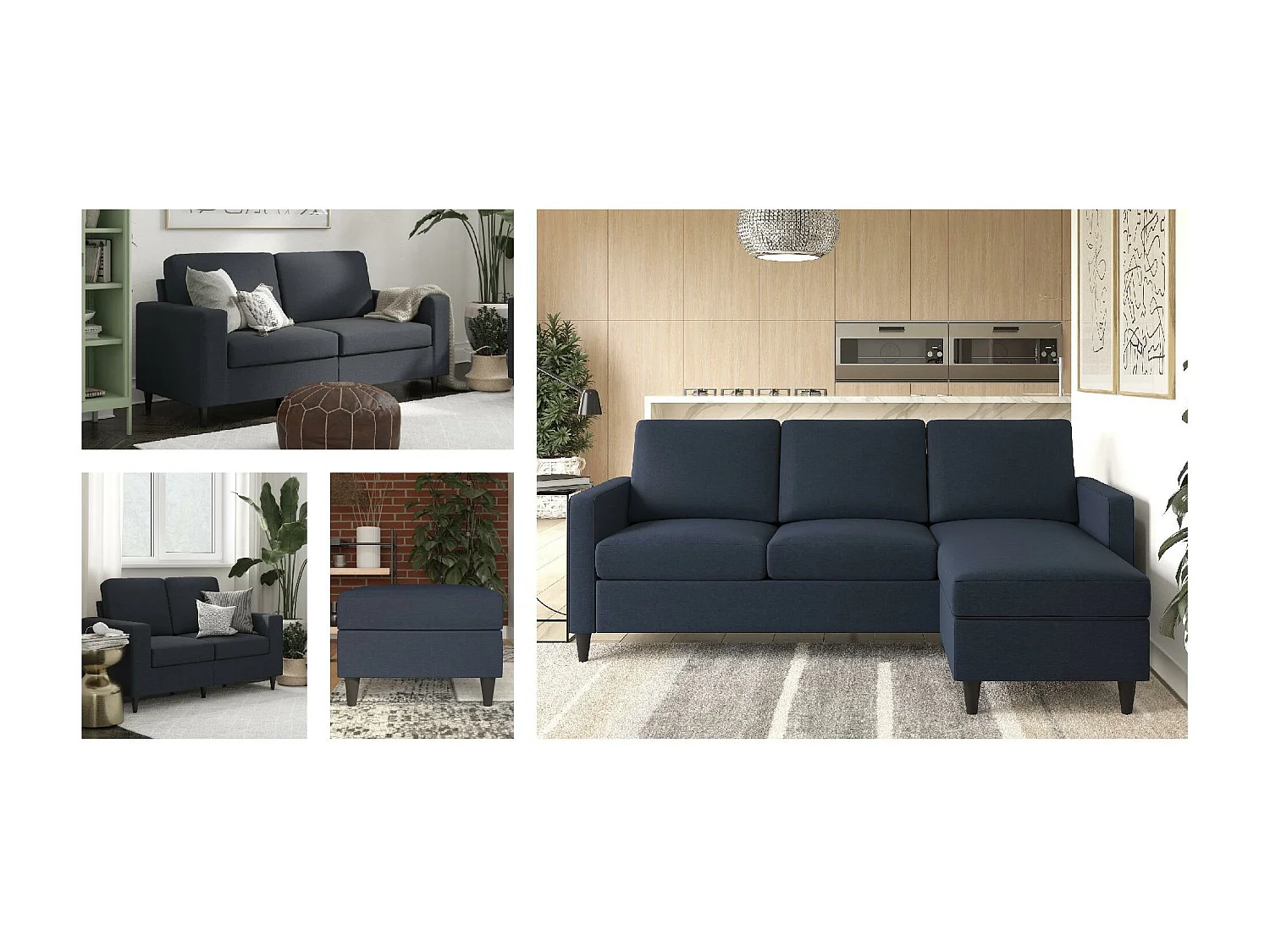 Cooper | Canapé 3 places en tissu bleu