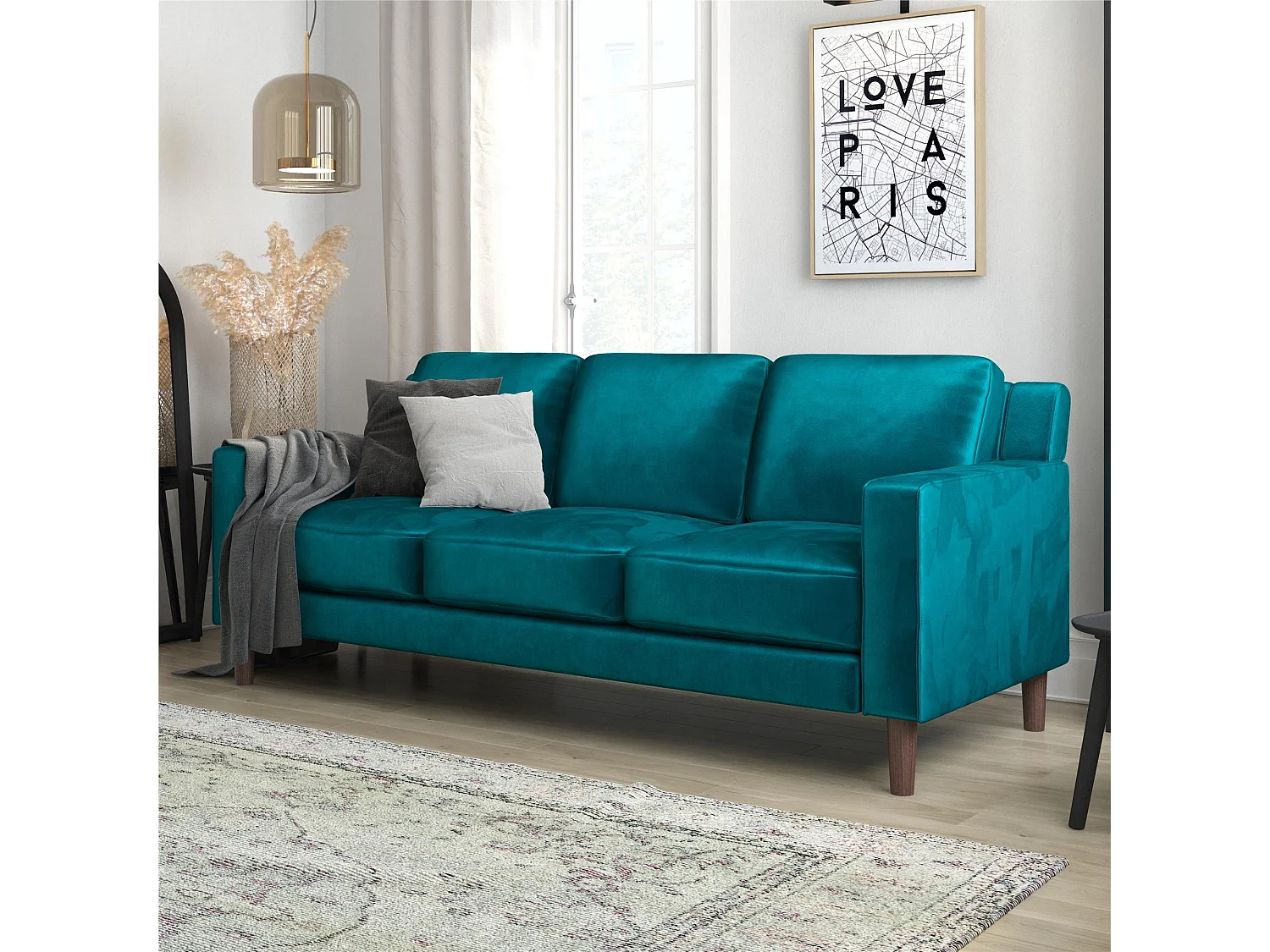 Brynn | Canapé 3 places en velours vert