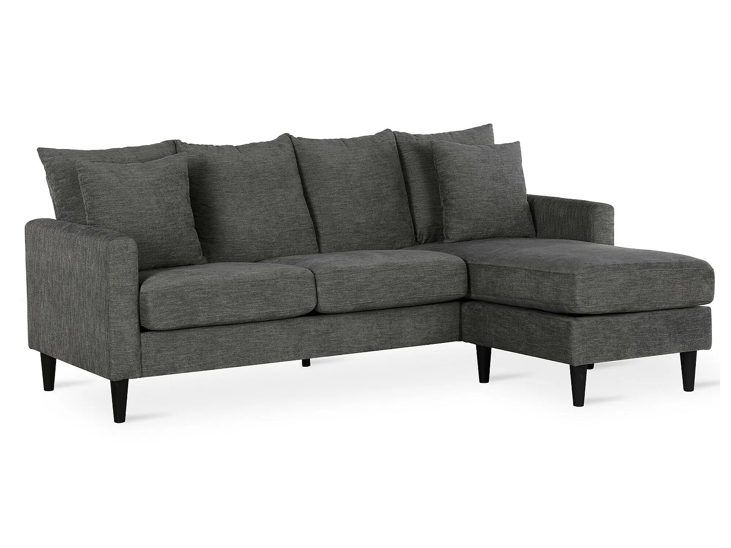 3-Sitzer-Sofa mit Chaiselongue in Stoff in Leinenoptik in Grau