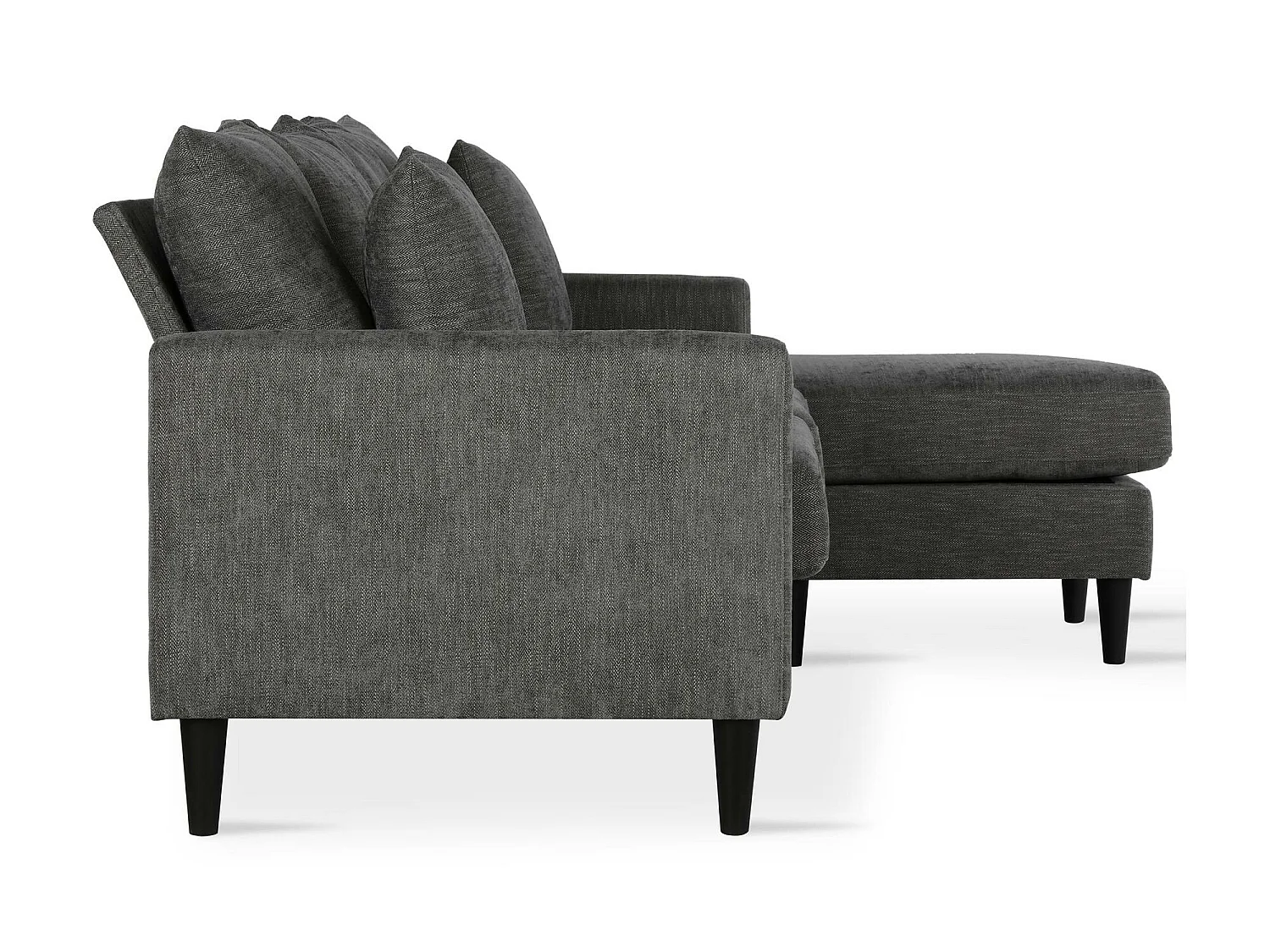 3-Sitzer-Sofa mit Chaiselongue in Stoff in Leinenoptik in Grau