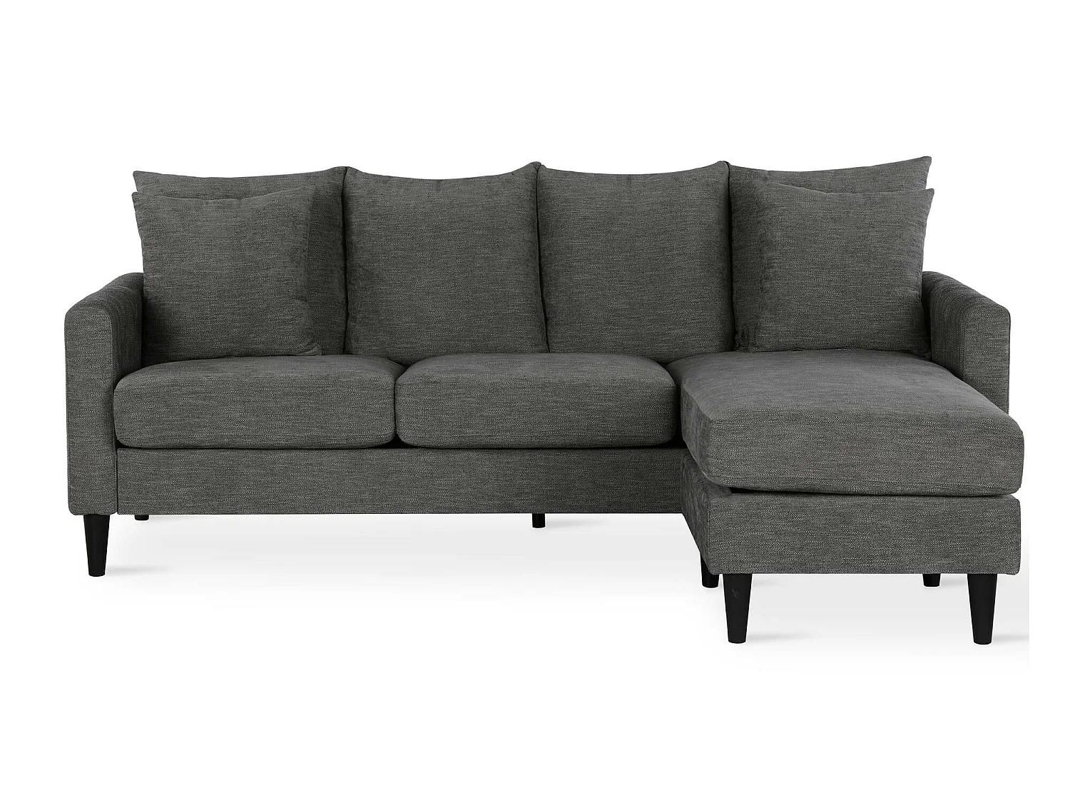 3-Sitzer-Sofa mit Chaiselongue in Stoff in Leinenoptik in Grau