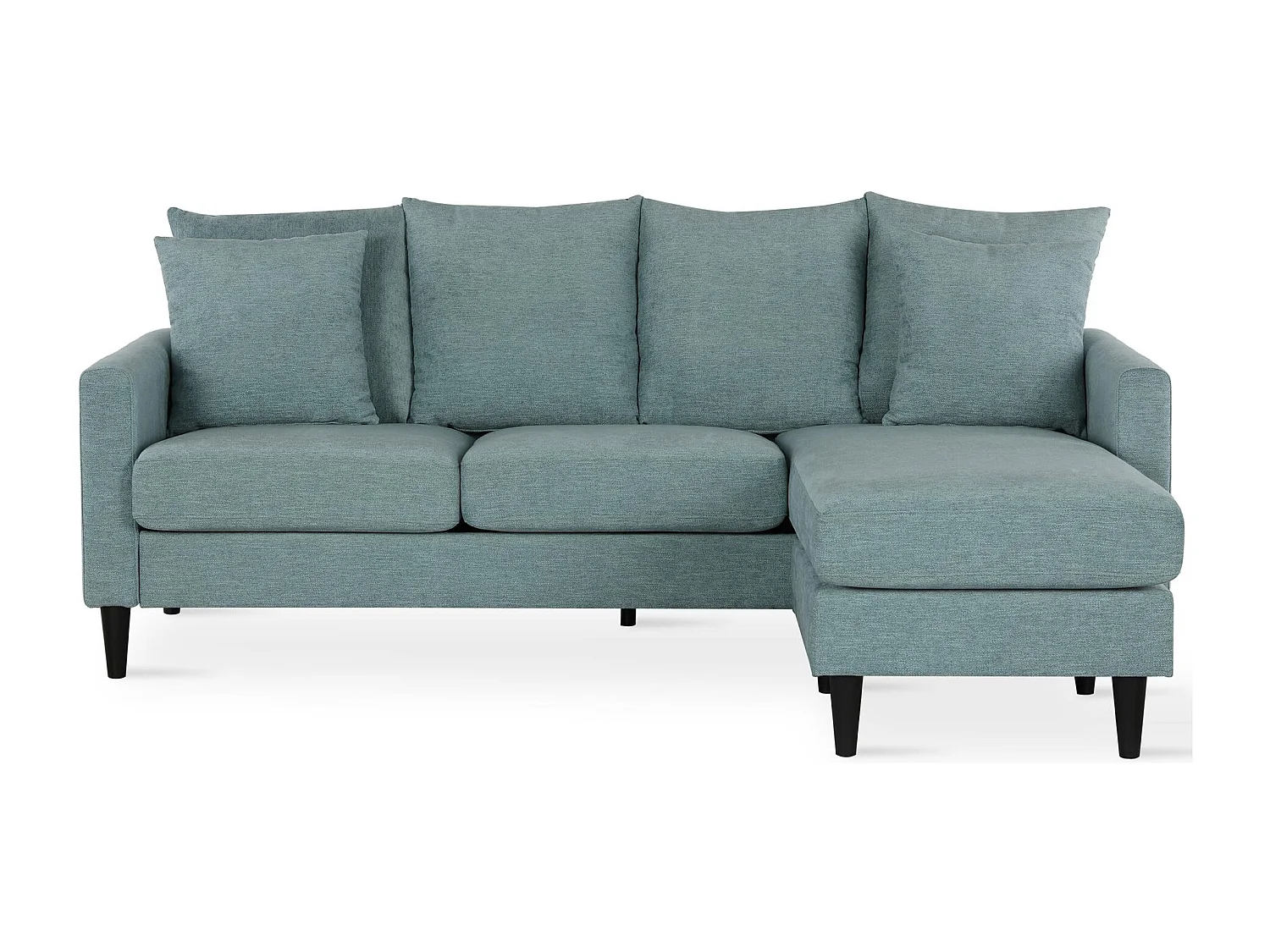 3-Sitzer-Sofa mit Récamiere aus Stoff in Leinenoptik in Blaugrün
