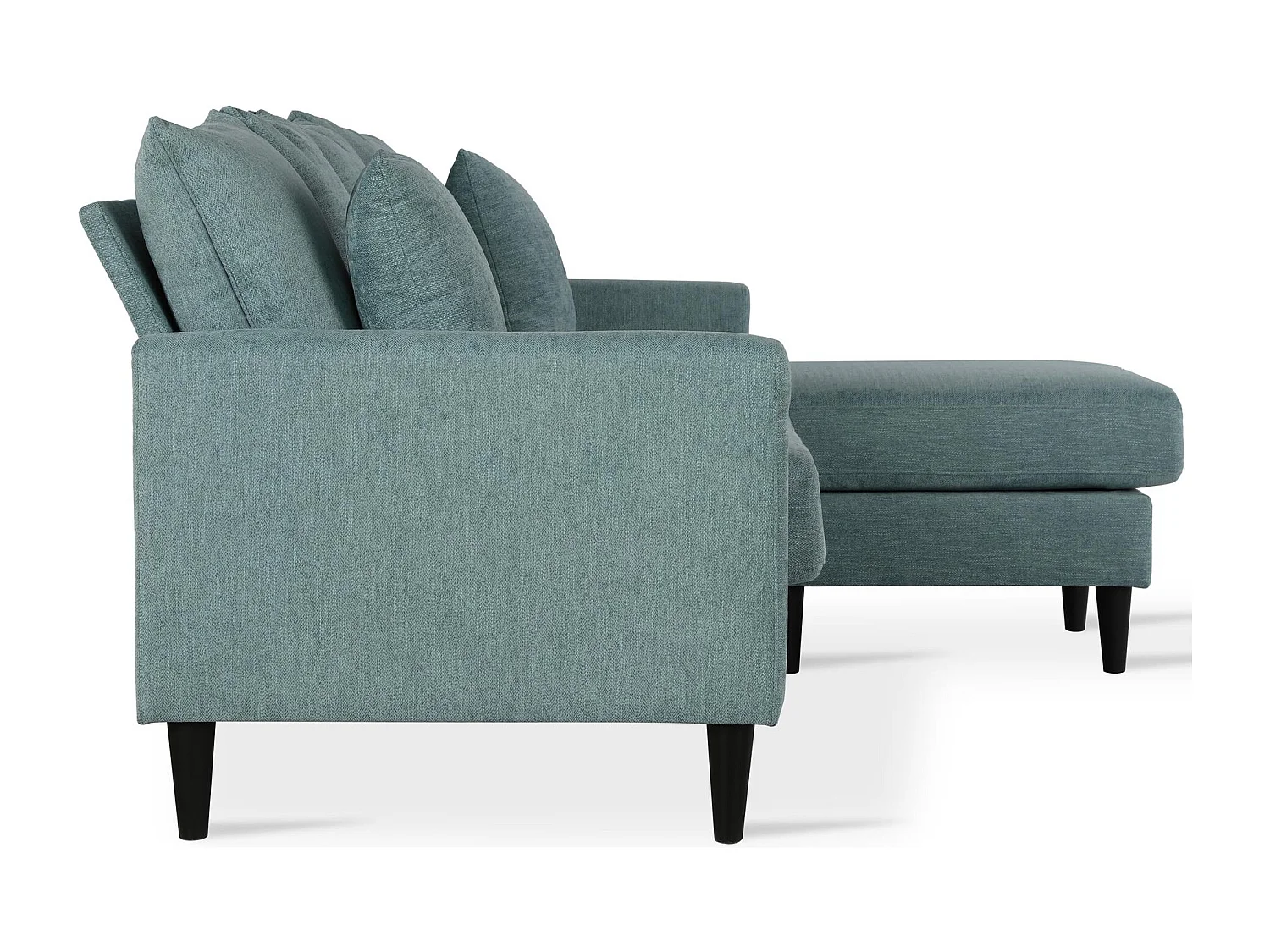 3-Sitzer-Sofa mit Récamiere aus Stoff in Leinenoptik in Blaugrün