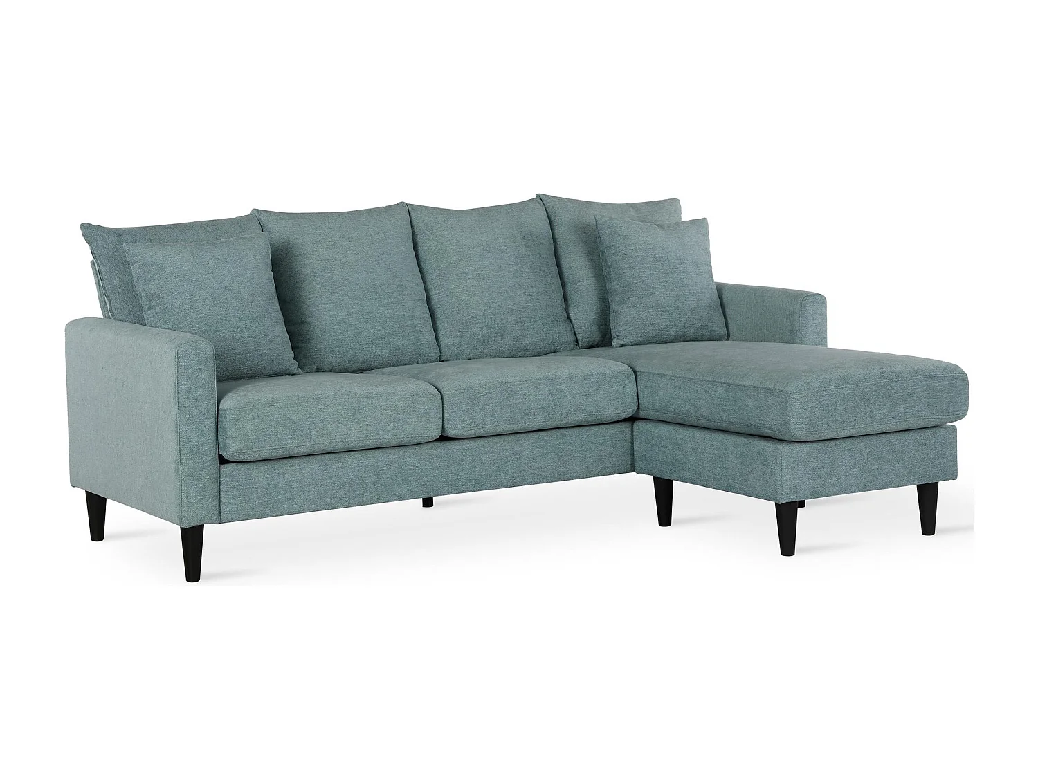 3-Sitzer-Sofa mit Récamiere aus Stoff in Leinenoptik in Blaugrün