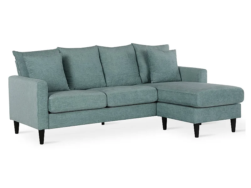 Forbin | Canapé 3 places avec méridienne en tissu aspect tissu bleu sarcelle