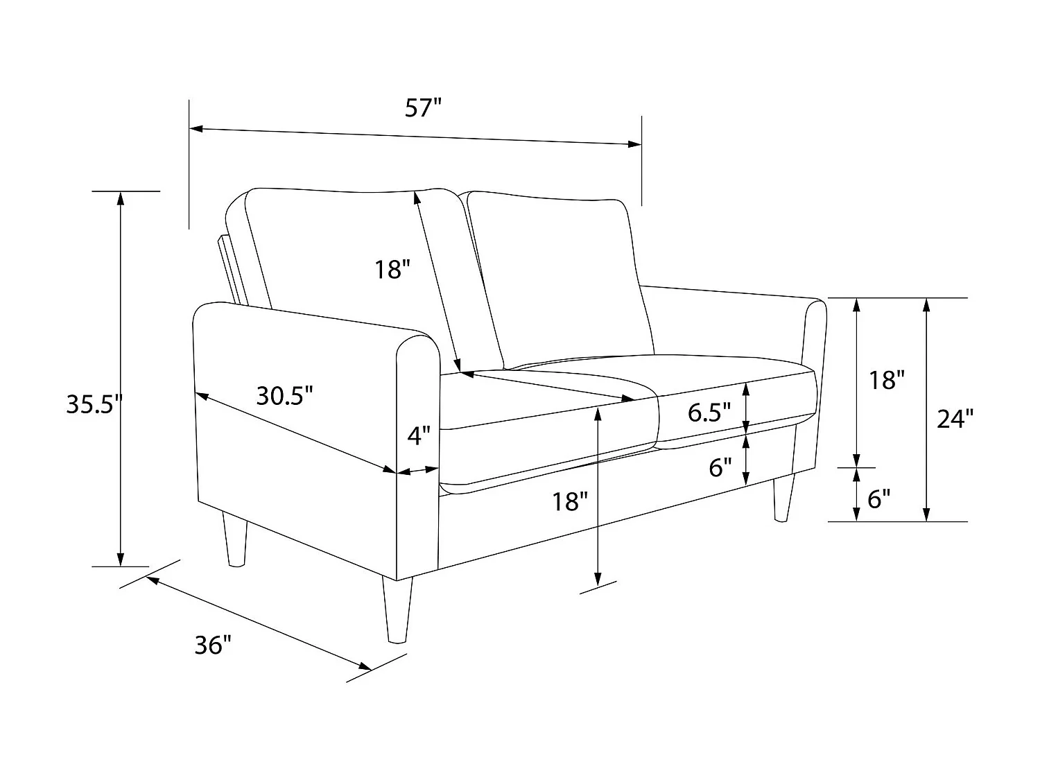 Kaci | Canapé 2 places en tissu bleu