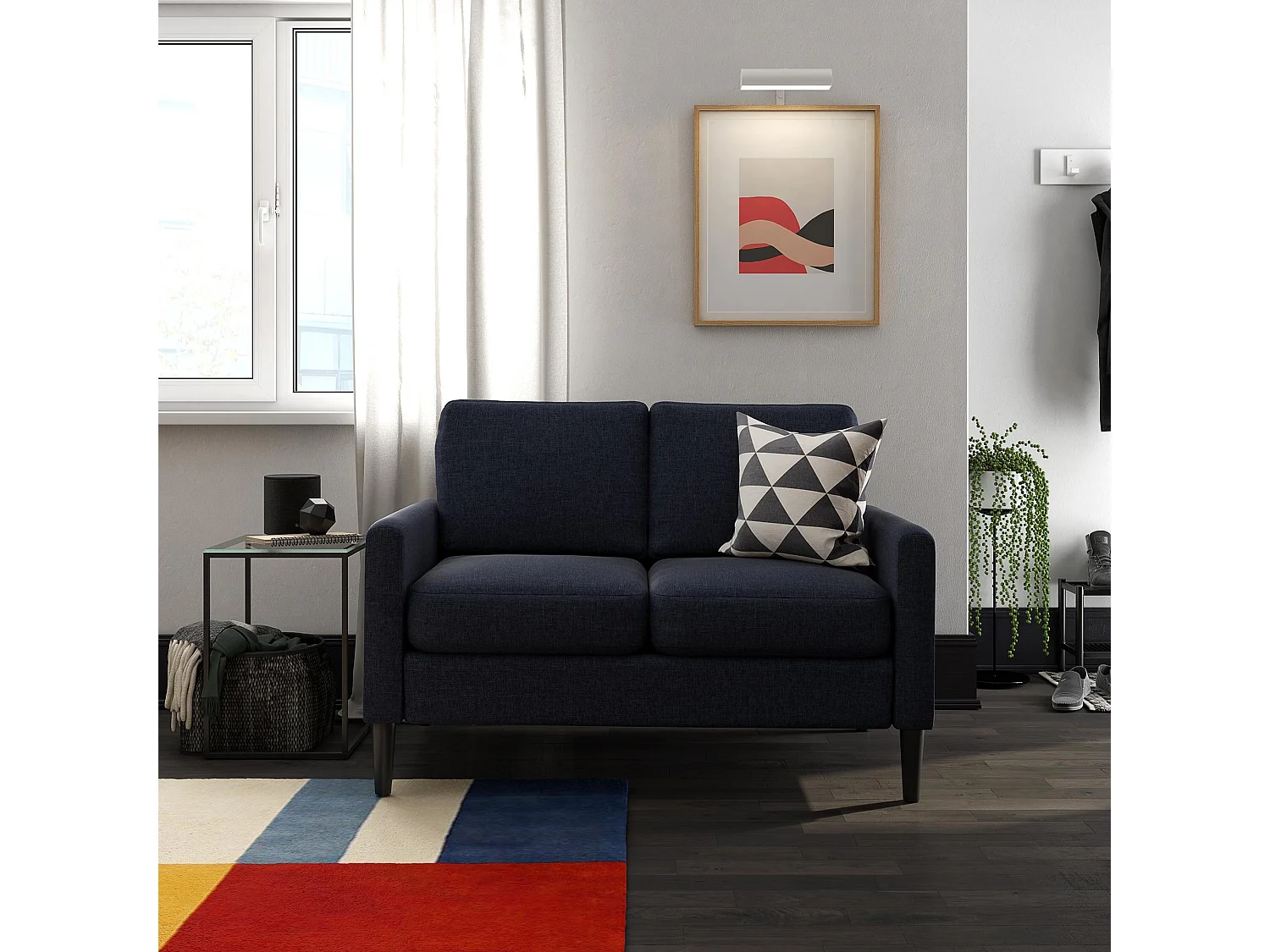 Kaci | Canapé 2 places en tissu bleu