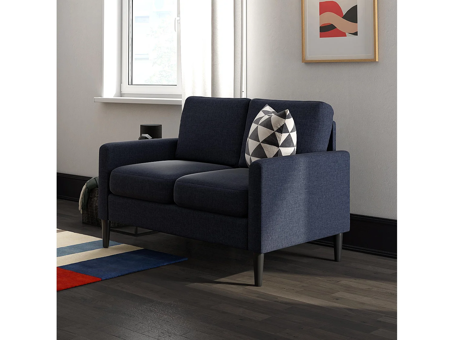 Kaci | Canapé 2 places en tissu bleu