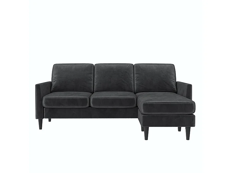 Divano 3 posti con chaise long in velluto grigio