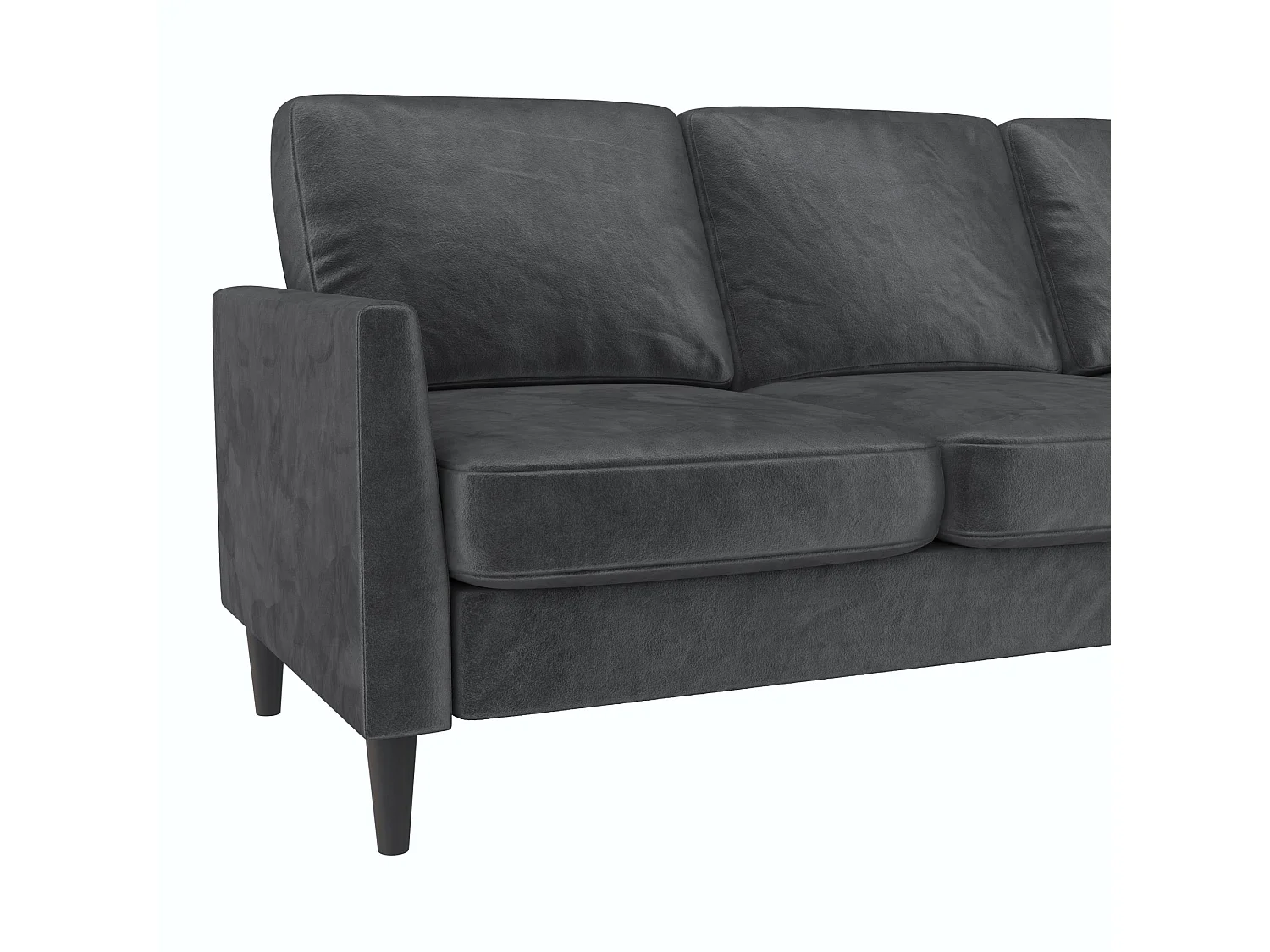 Winston | Sofá 3 Lugares com Chaise Lounge em Veludo Cinzento