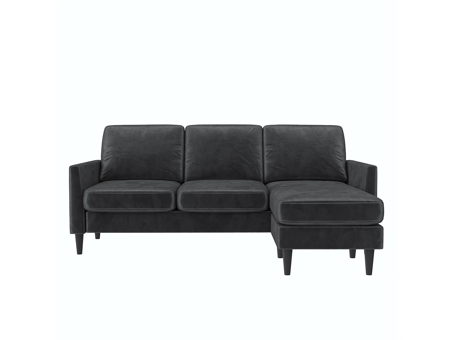 Winston | Sofá 3 Lugares com Chaise Lounge em Veludo Cinzento