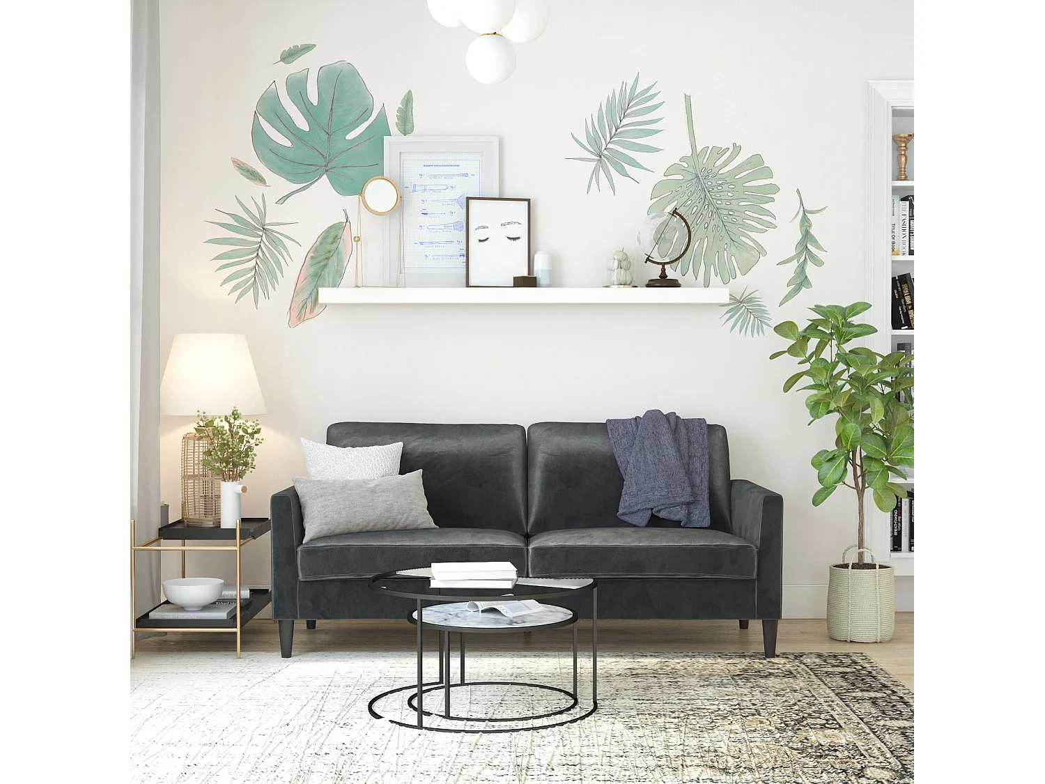 Winston | Canapé 3 places en velours gris foncé