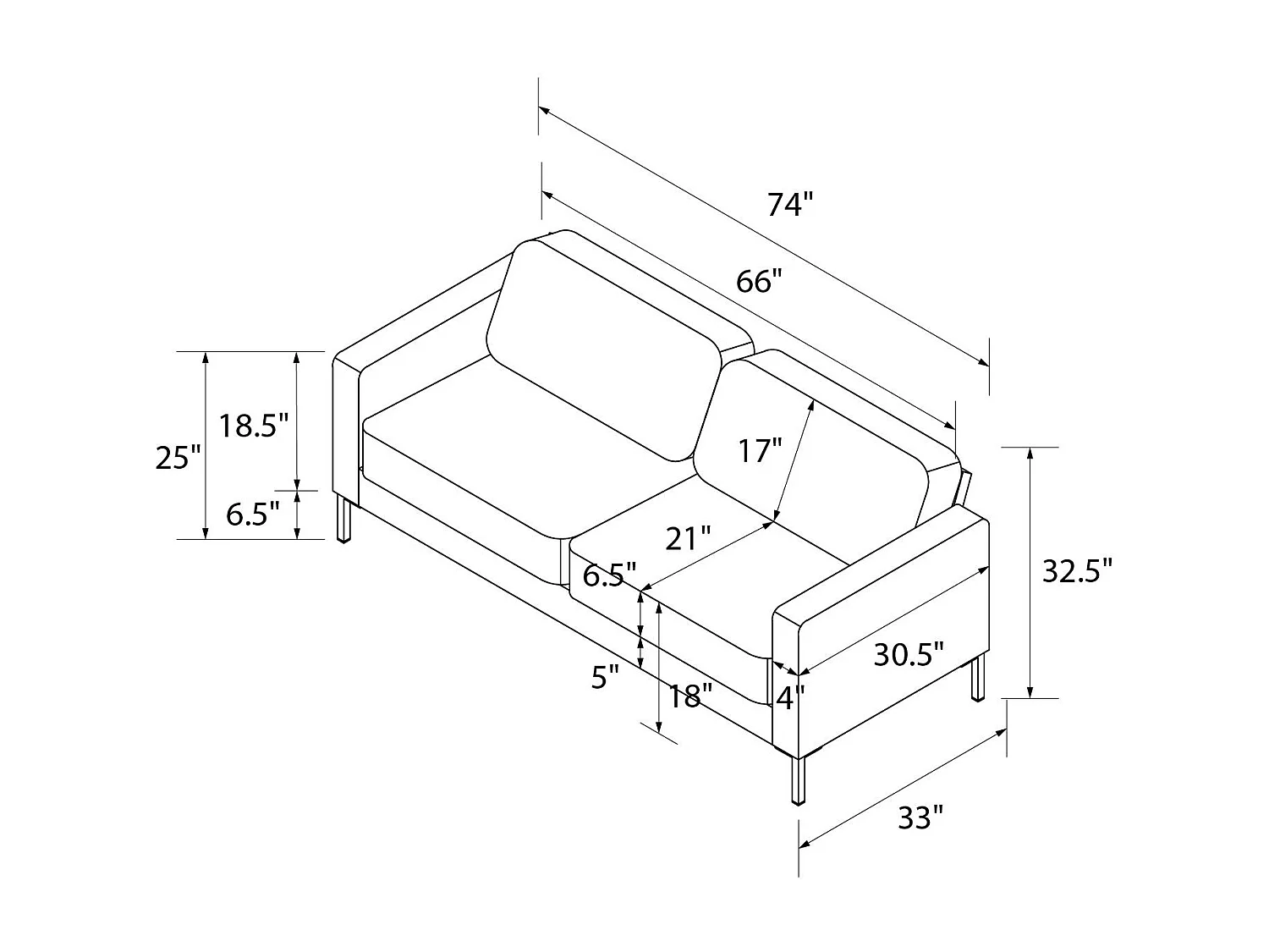 Sofa 3 Sitze in Leinen Elfenbein