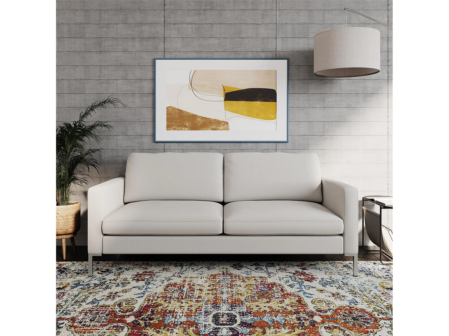 Sofa 3 Sitze in Leinen Elfenbein