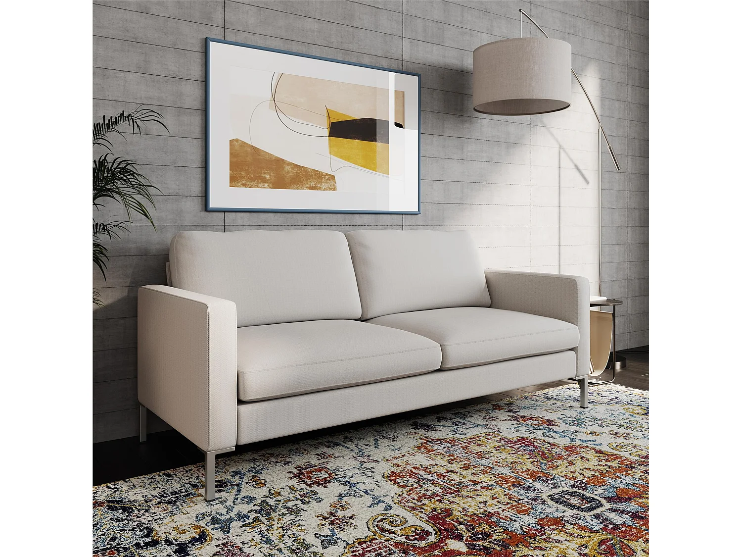 Sofa 3 Sitze in Leinen Elfenbein