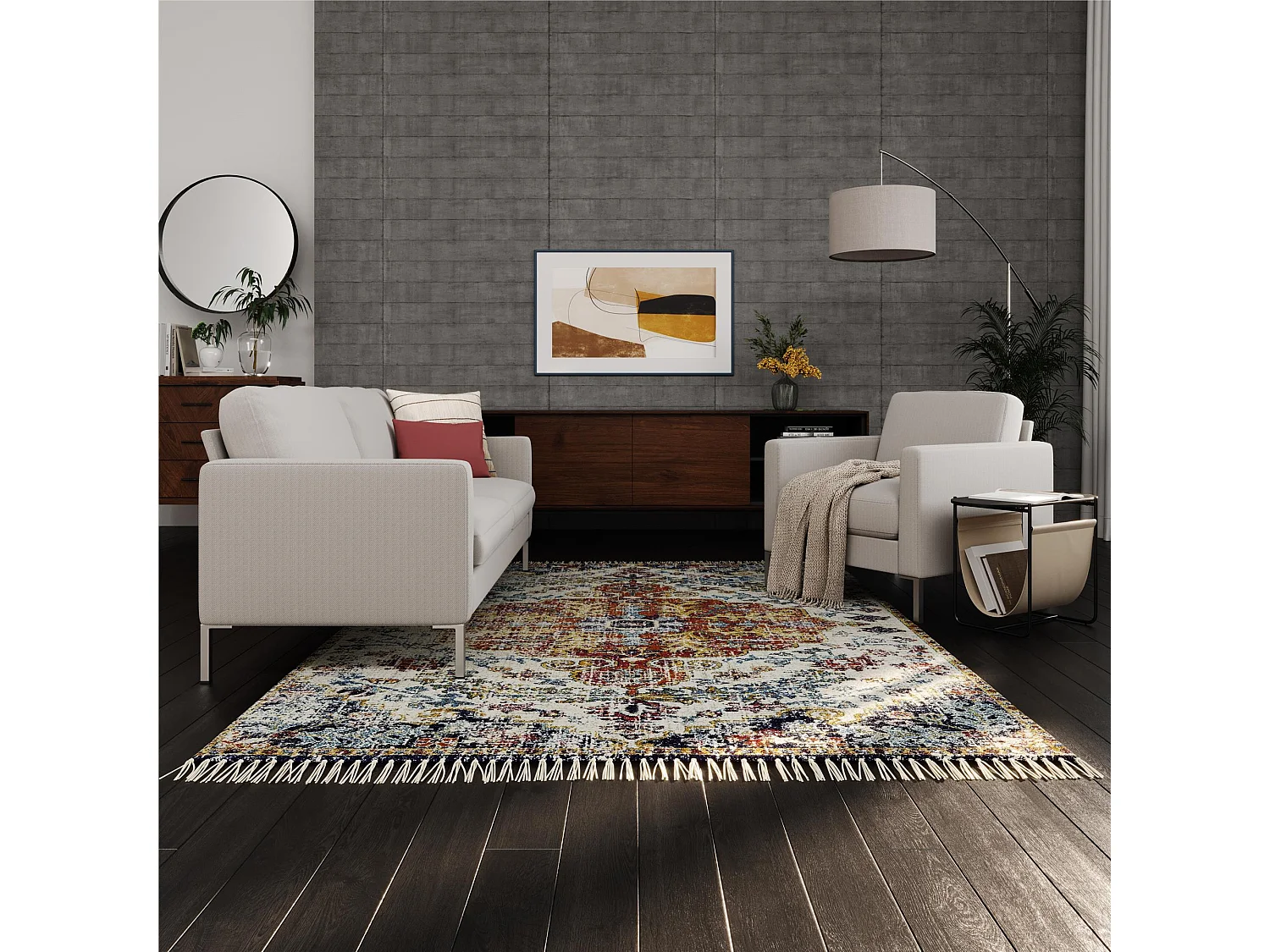 Sofa 3 Sitze in Leinen Elfenbein