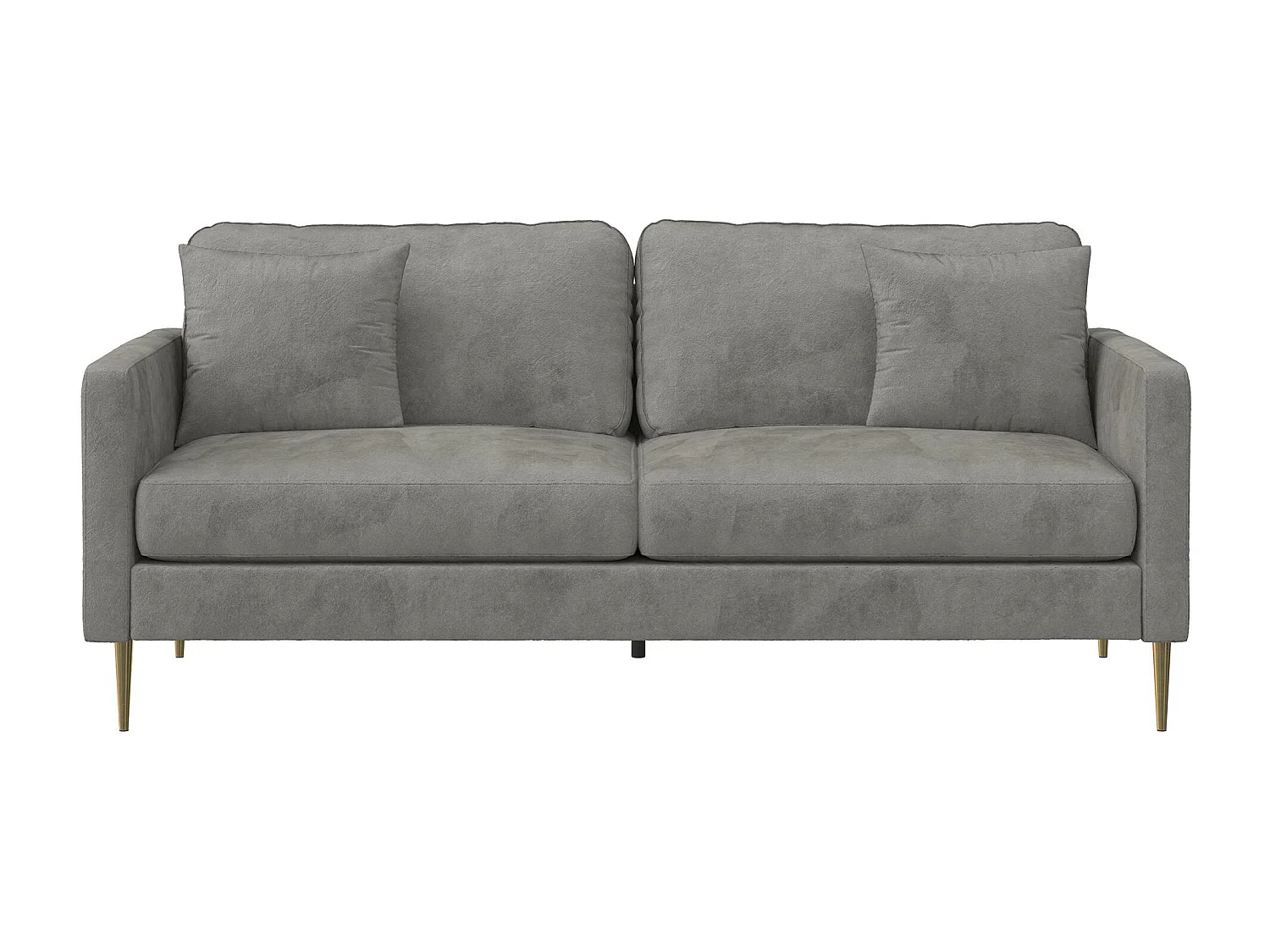 Divano 3 posti con cuscini in velluto grigio