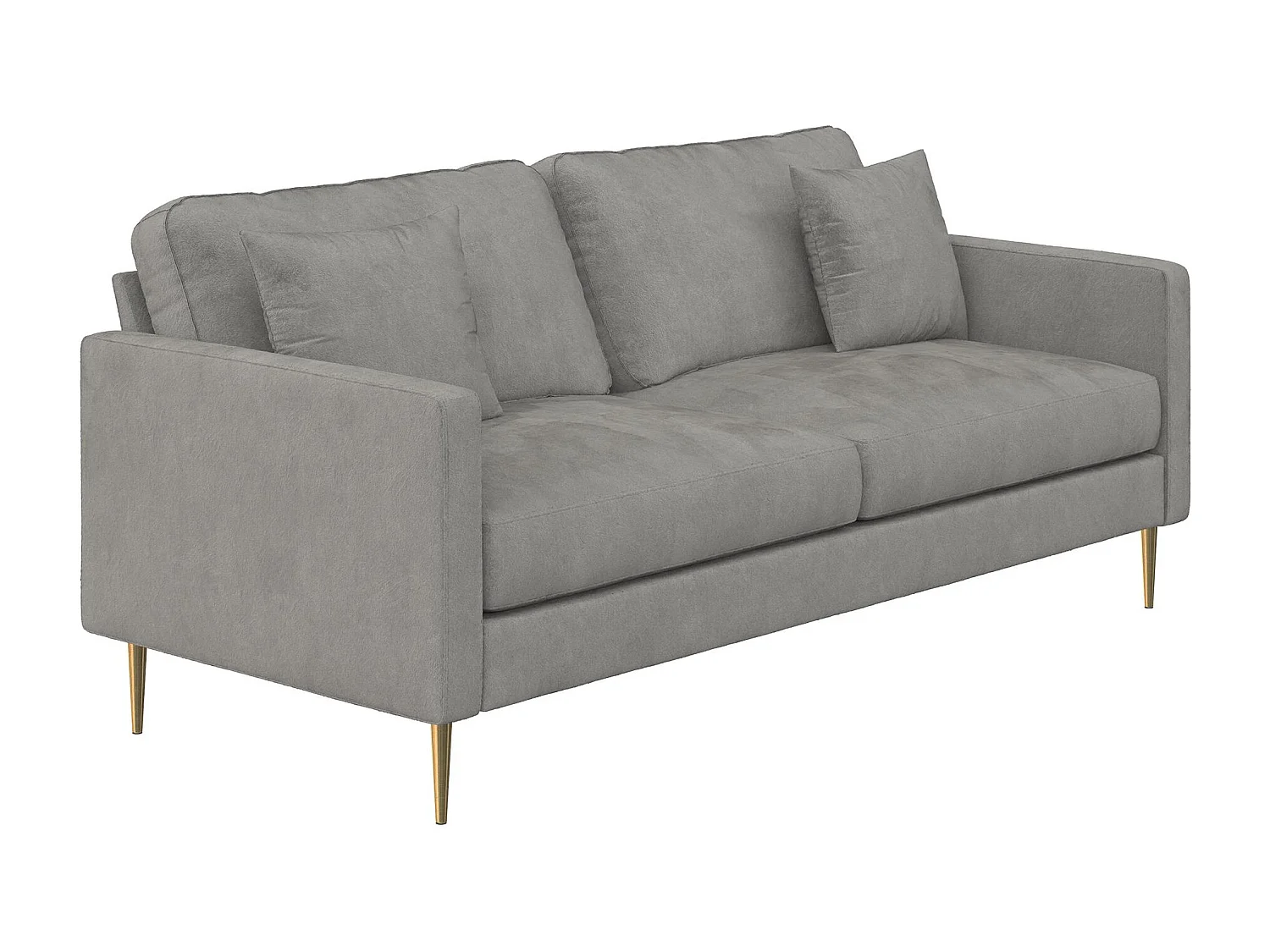 Sofá 3 plazas con cojines en terciopelo gris