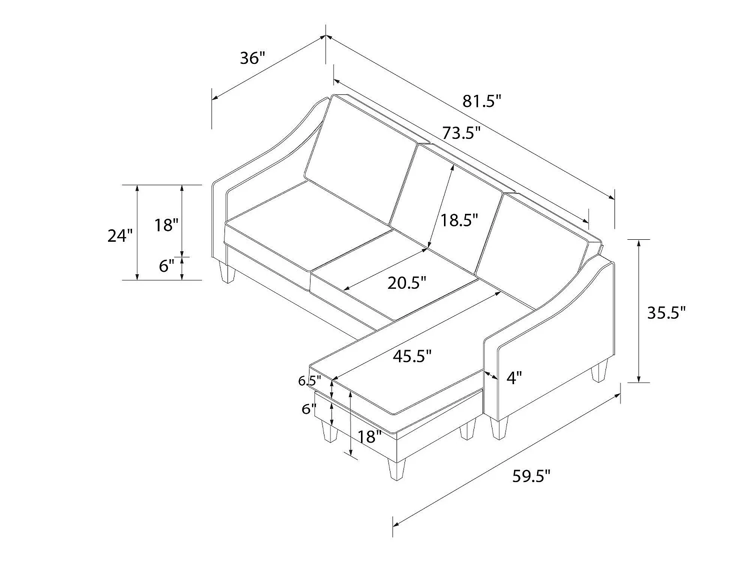 Divano 3 posti con chaise long in lino grigio