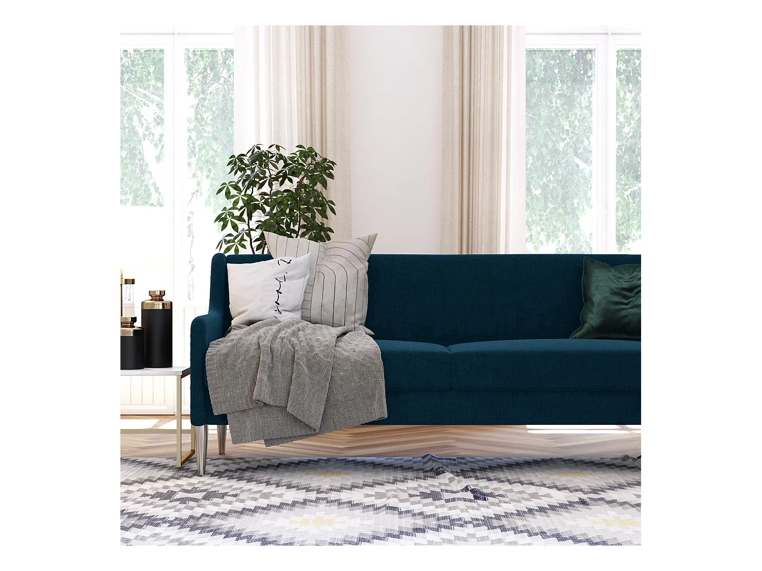 Virginia | Canapé 3 places en tissu bleu