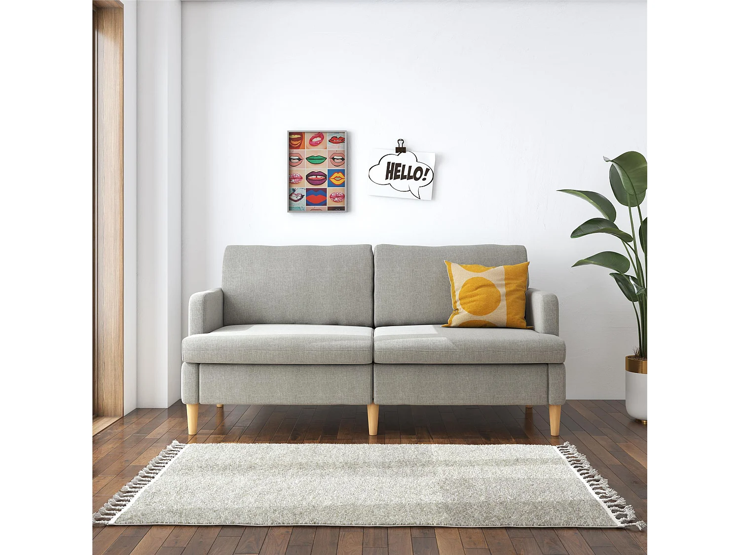 Corah | Canapé 3 places en tissu gris clair