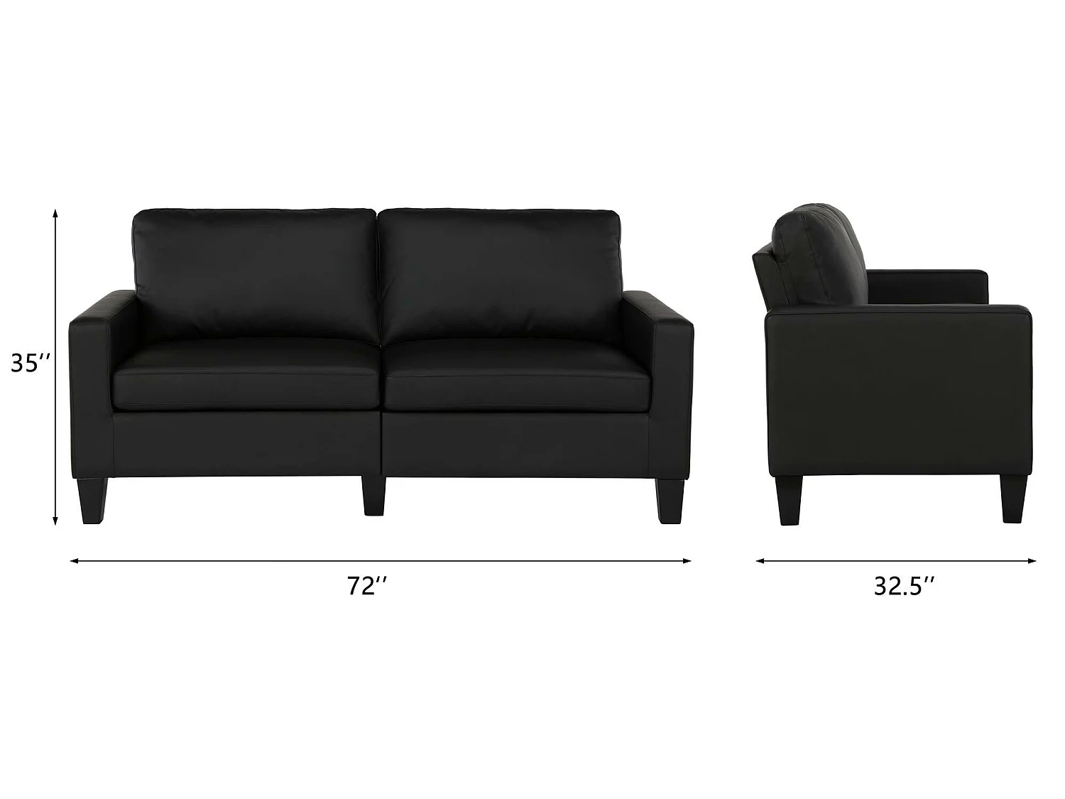 Divano 3 posti in ecopelle nero