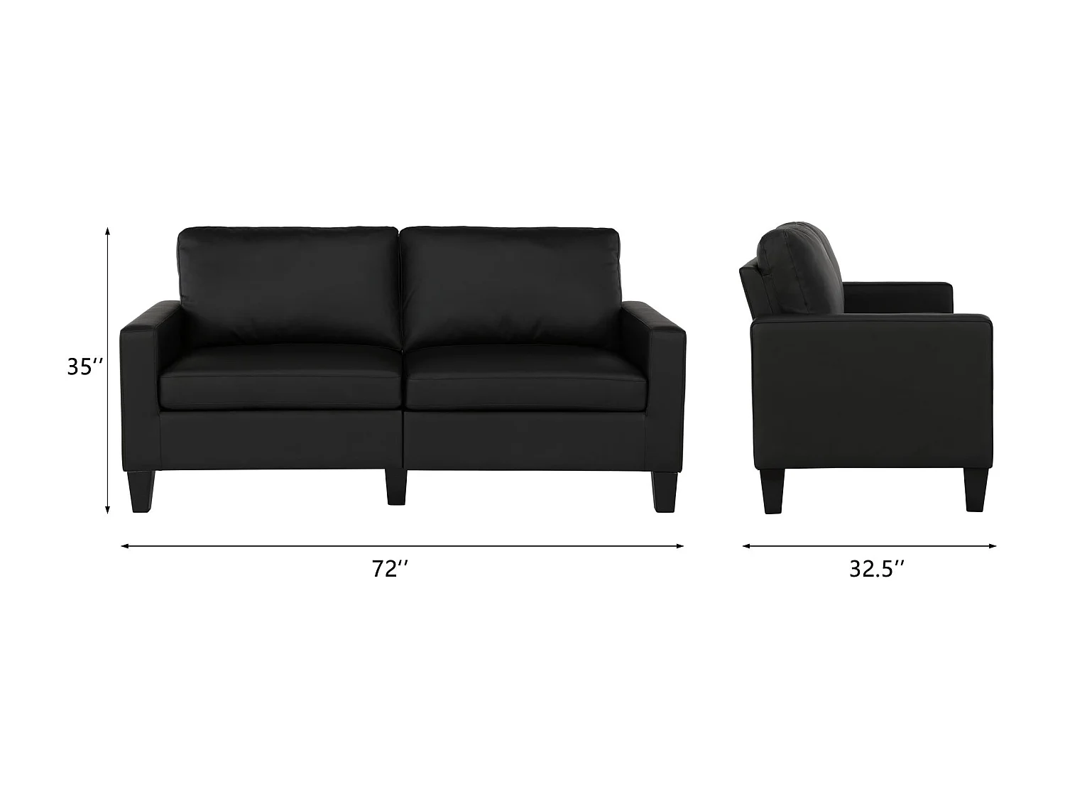 Rylie | Canapé 3 places en simili cuir noir