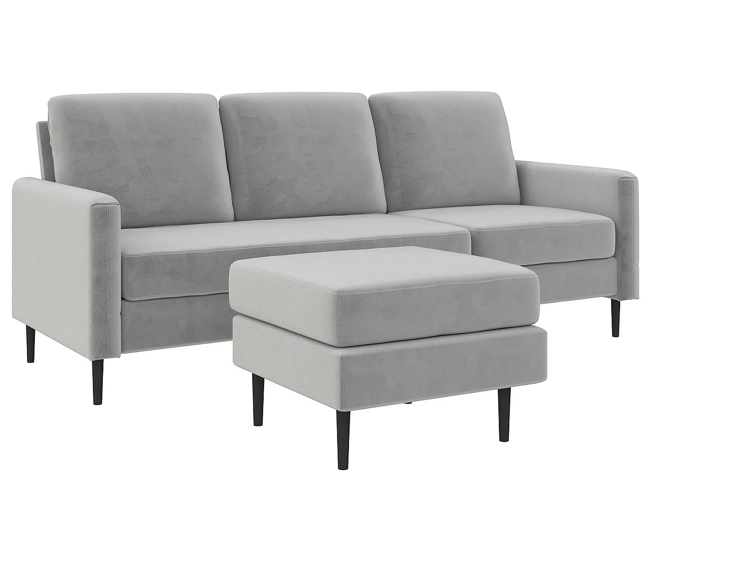 Dante | Canapé 3 places avec méridienne en velours gris clair