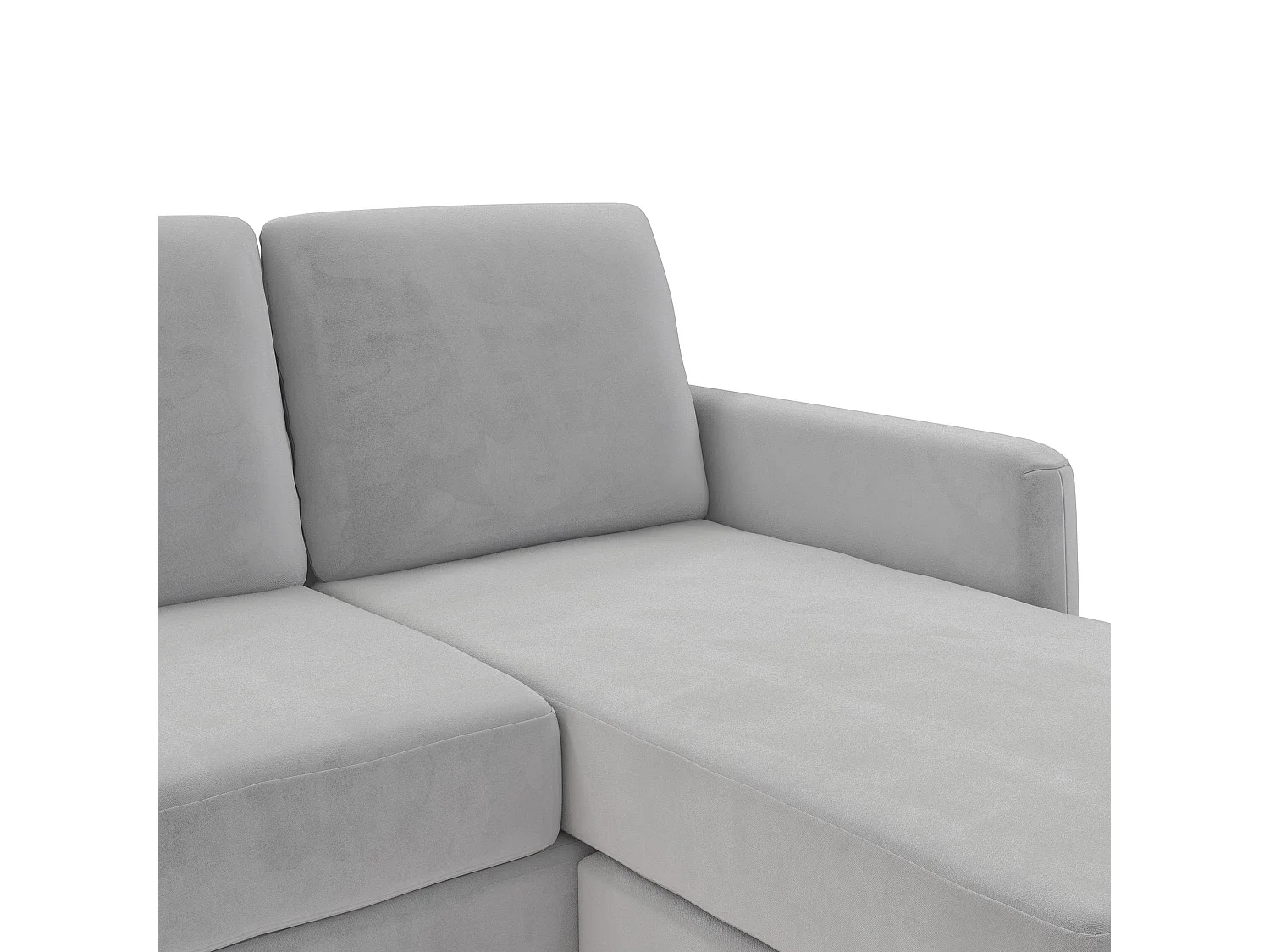 Dante | Canapé 3 places avec méridienne en velours gris clair