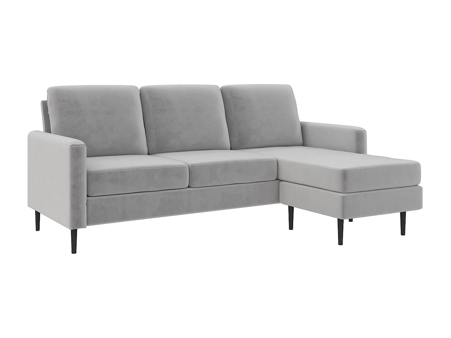 Dante | Canapé 3 places avec méridienne en velours gris clair